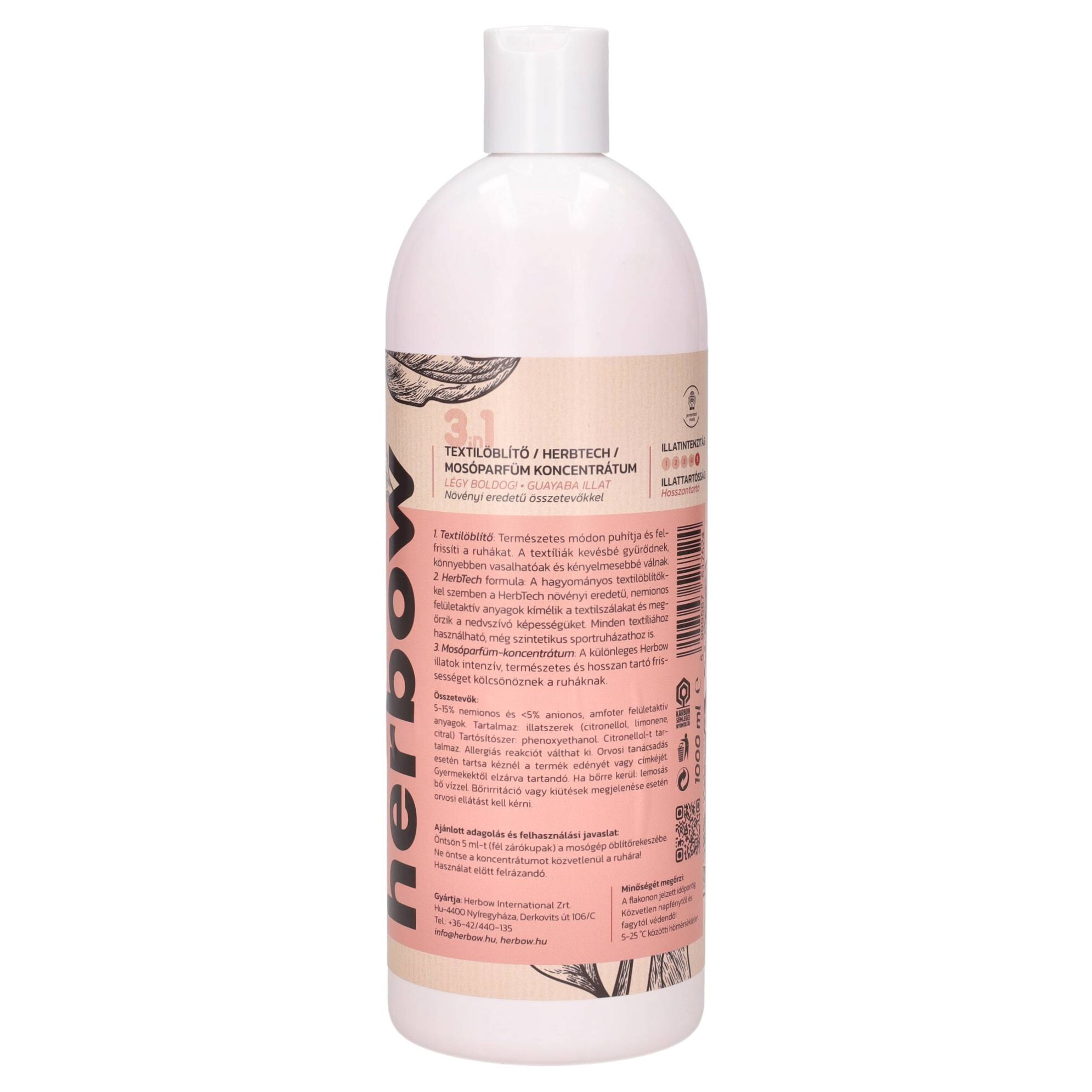 Herbow 3in1 Öblítő és kondicionáló mosóparfüm koncentrátum Légy boldog! 1000ml 200 mosás