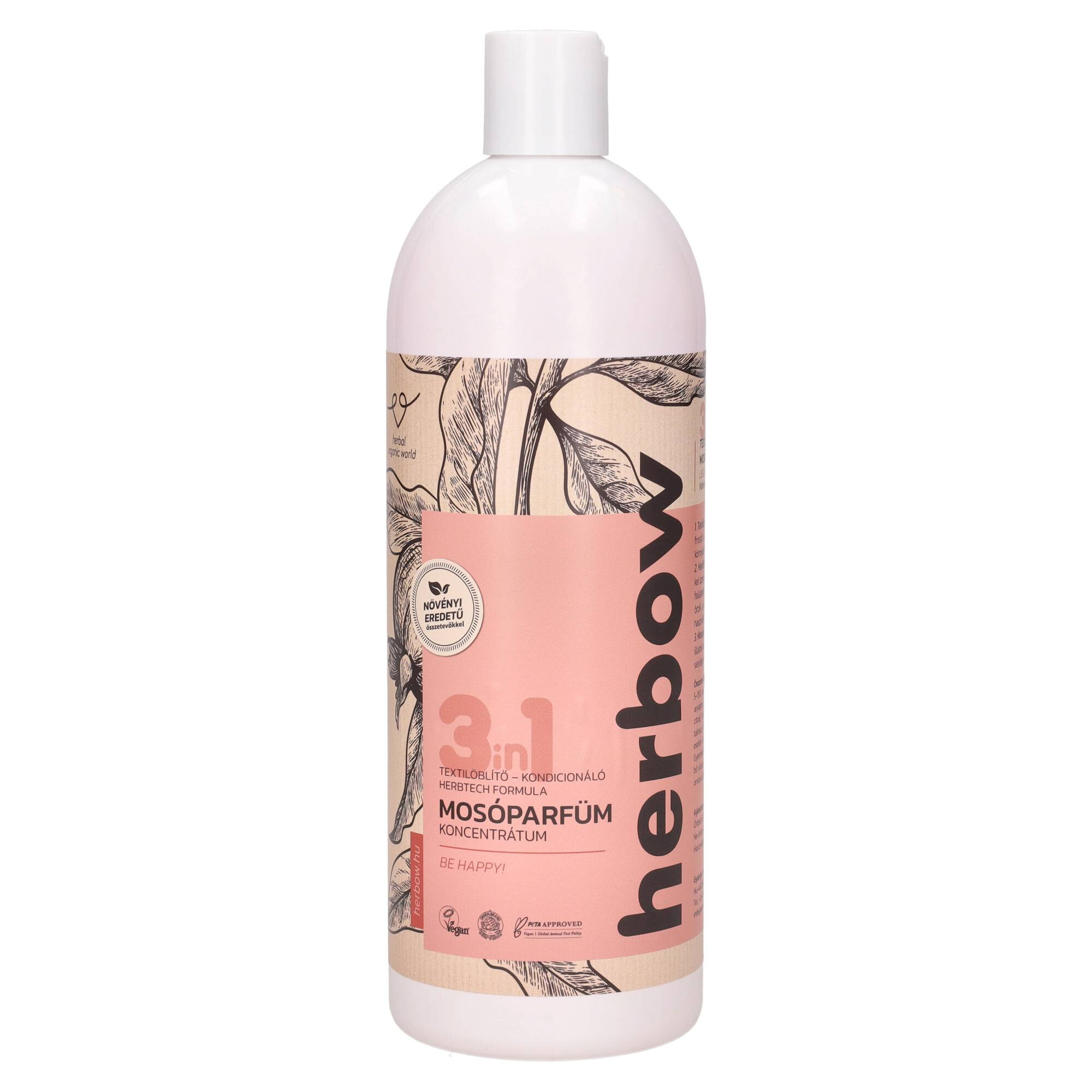 Herbow 3in1 Öblítő és kondicionáló mosóparfüm koncentrátum Légy boldog! 1000ml 200 mosás