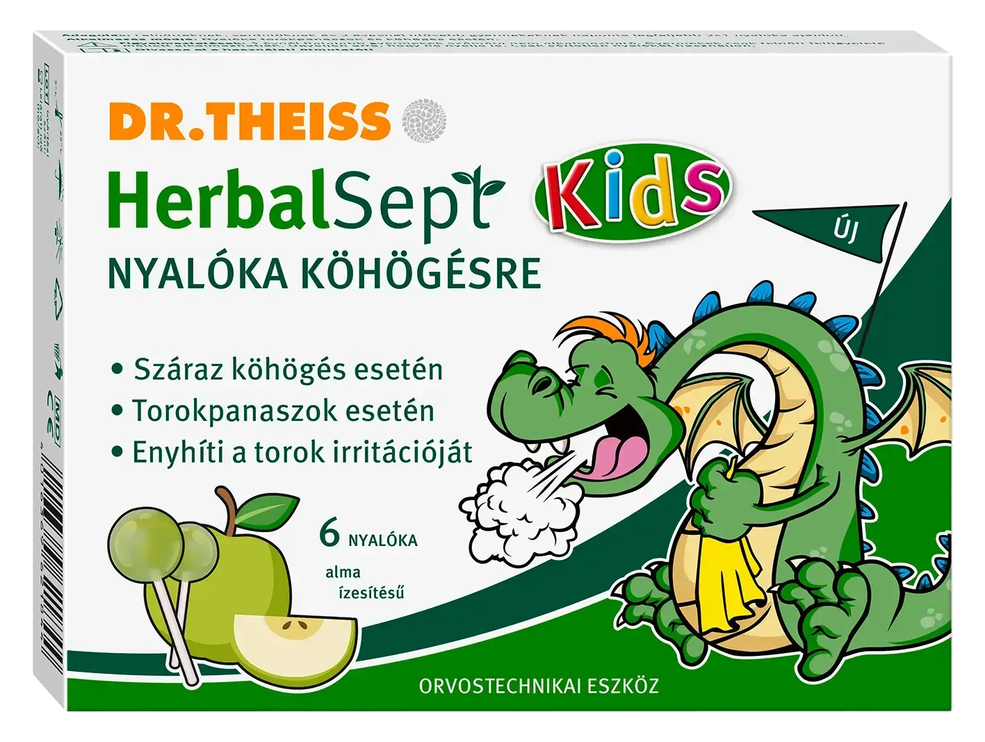 Dr. Theiss HerbalSept nyalóka köhögésre (alma ízesítésű) 6 db