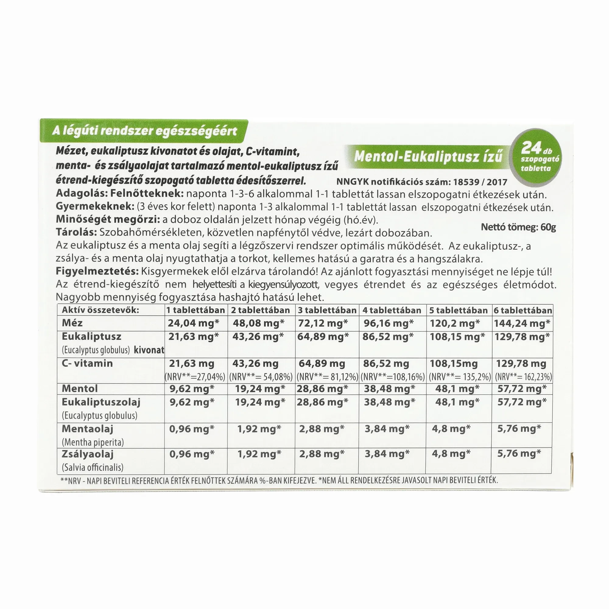 Jutavit Jutasept szopogató tabletta Mentol 24db