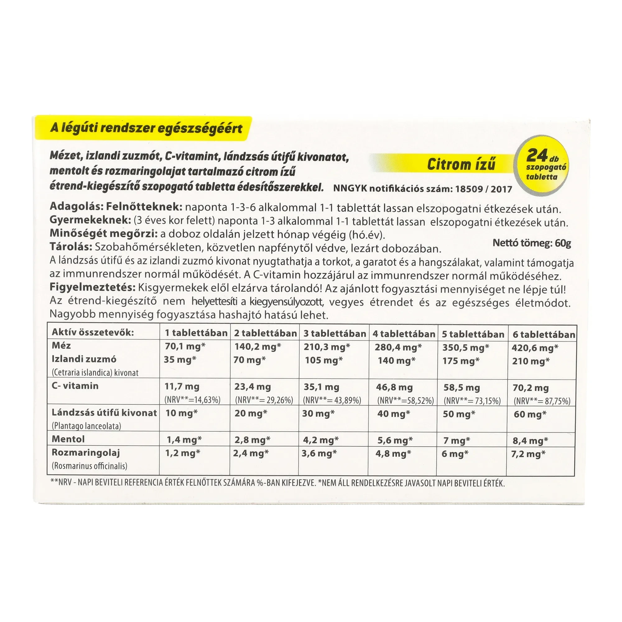 Jutavit Jutasept szopogató tabletta Citrom 24db