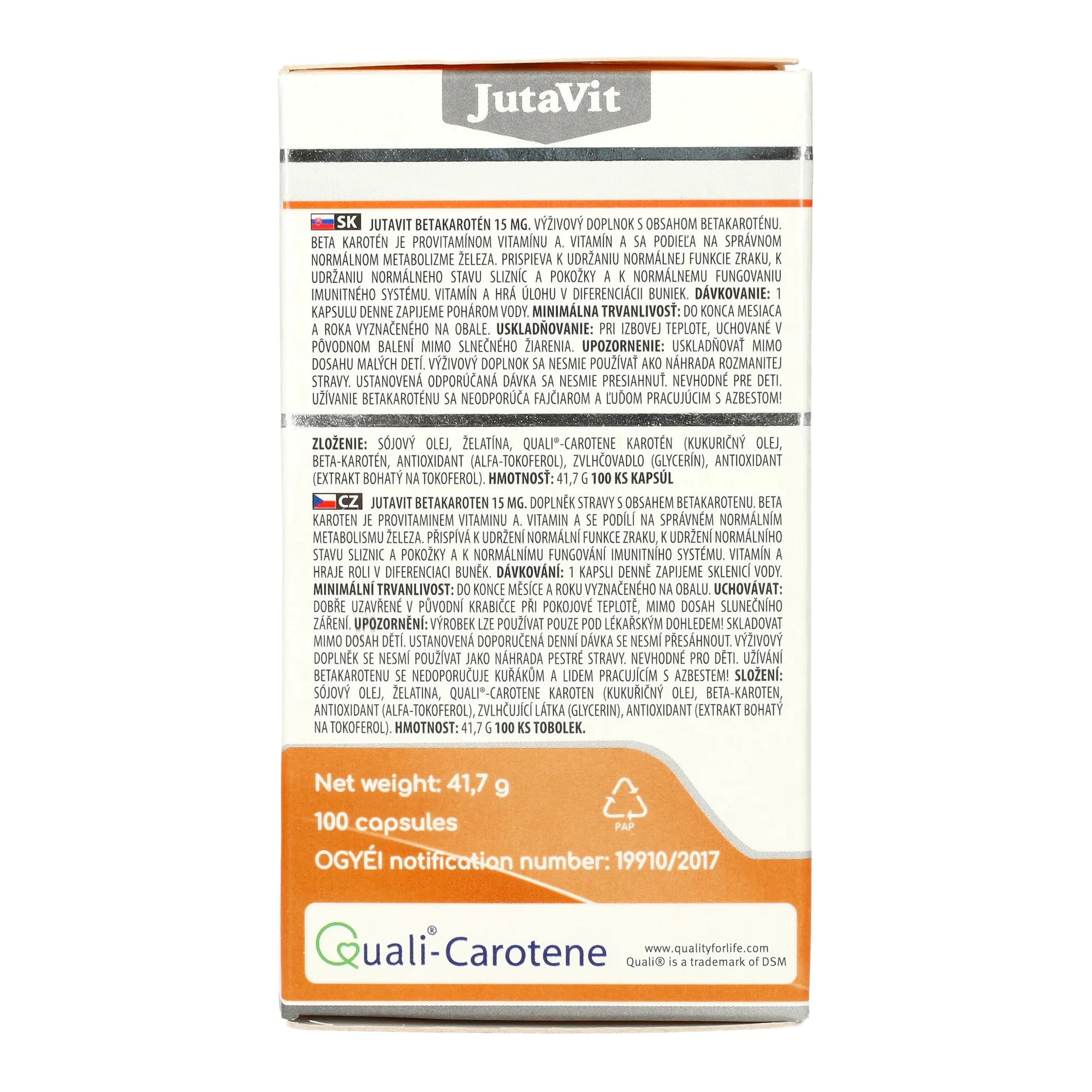 Jutavit Béta-karotin 15mg 100db