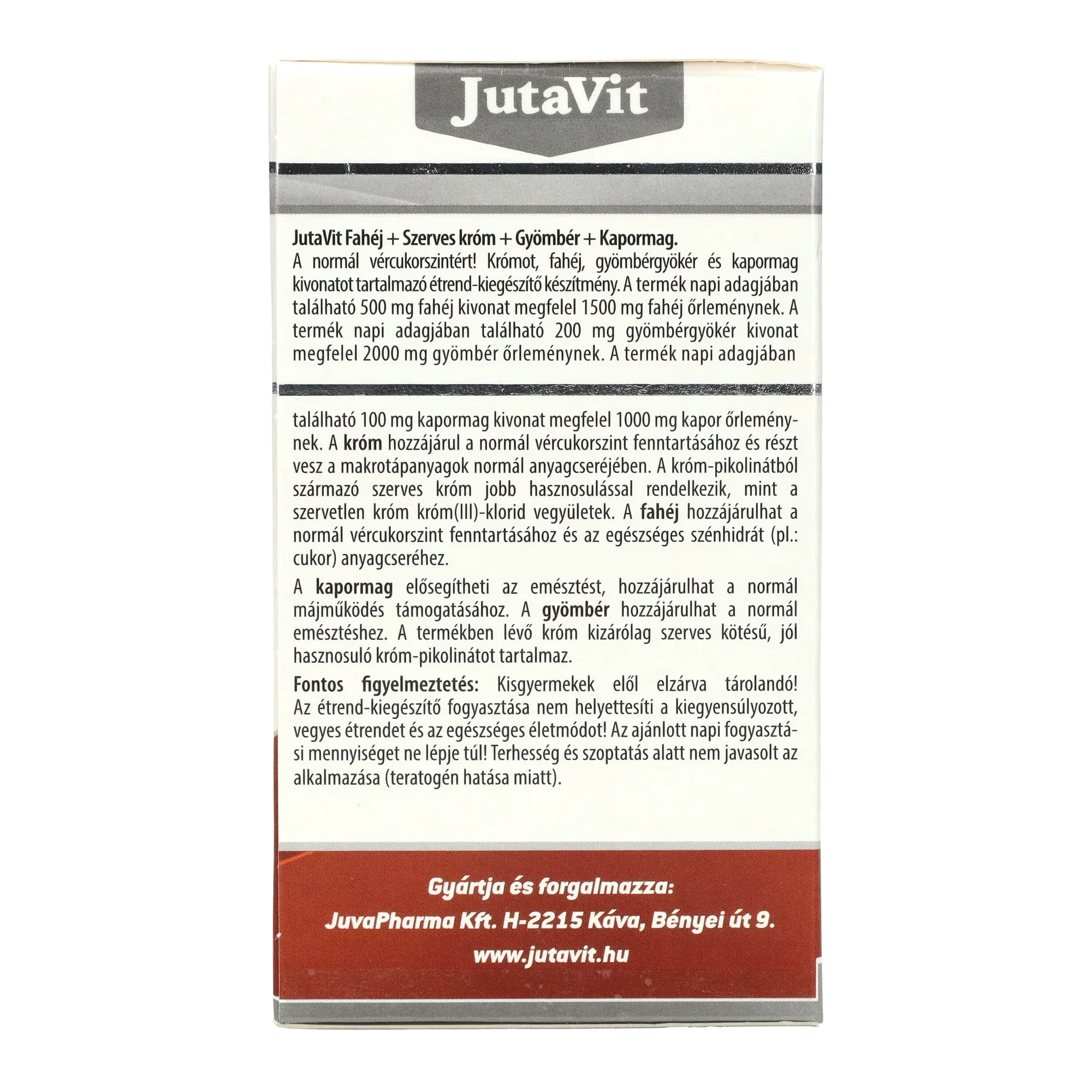 Jutavit Fahéj+Króm+Gyömbér+Kapormag 120 db Filmtabletta