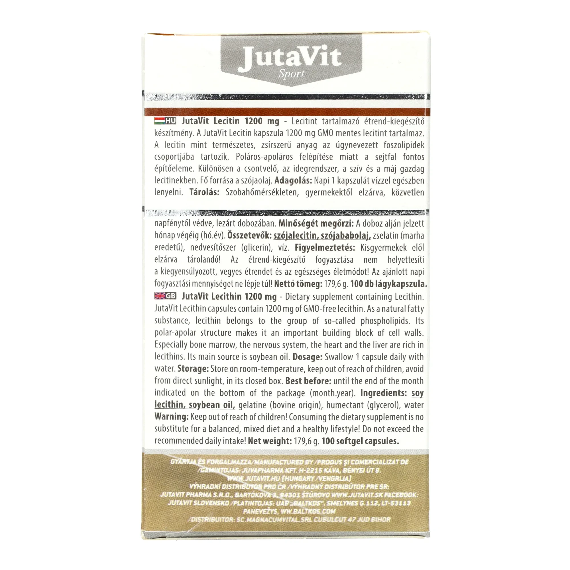 Jutavit Lecithin 1200 mg 100 db Lágykapszula