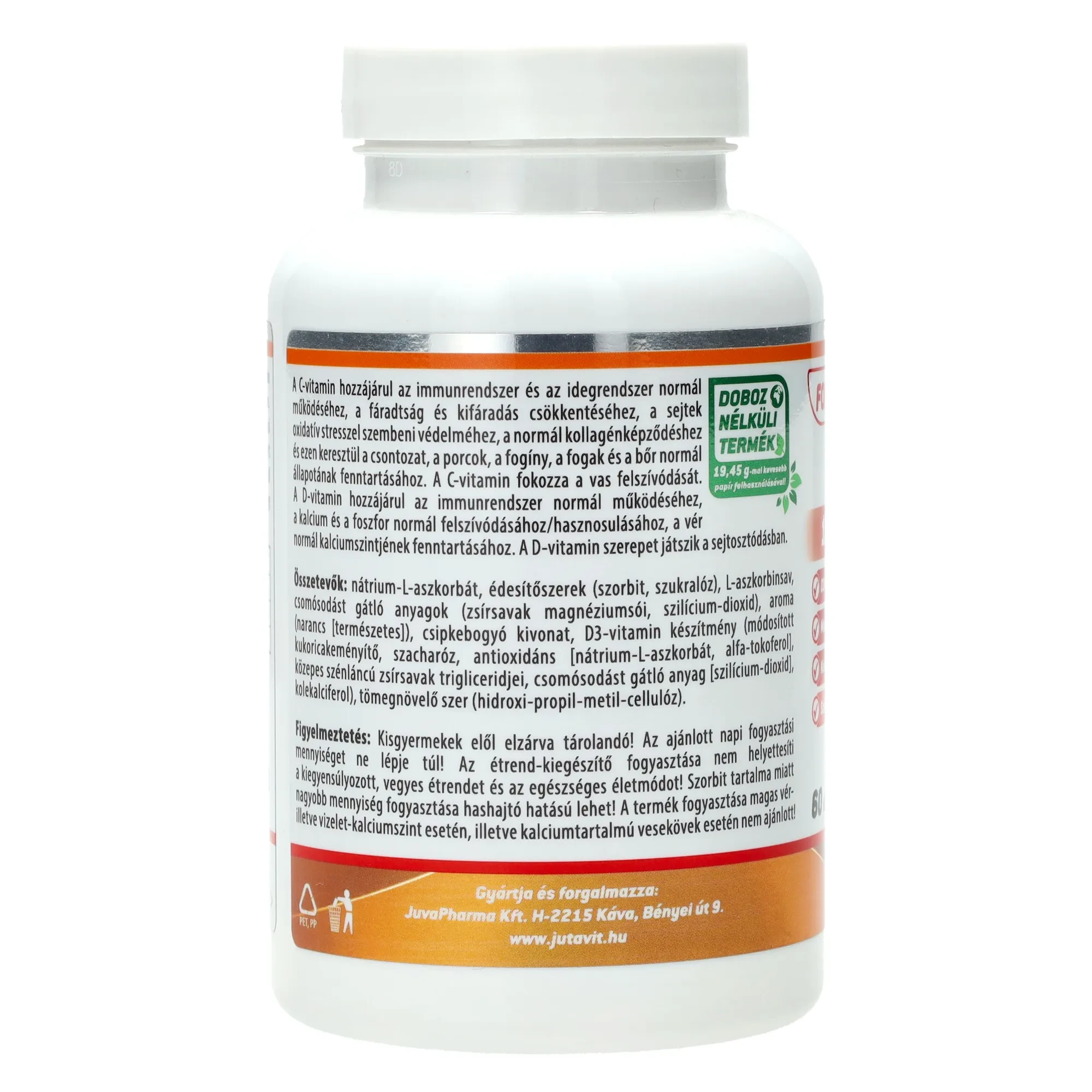 JutaVit C-vitamin 1000mg Forte rágótabletta+D3+csipkeb.kivonat 60db (narancs)