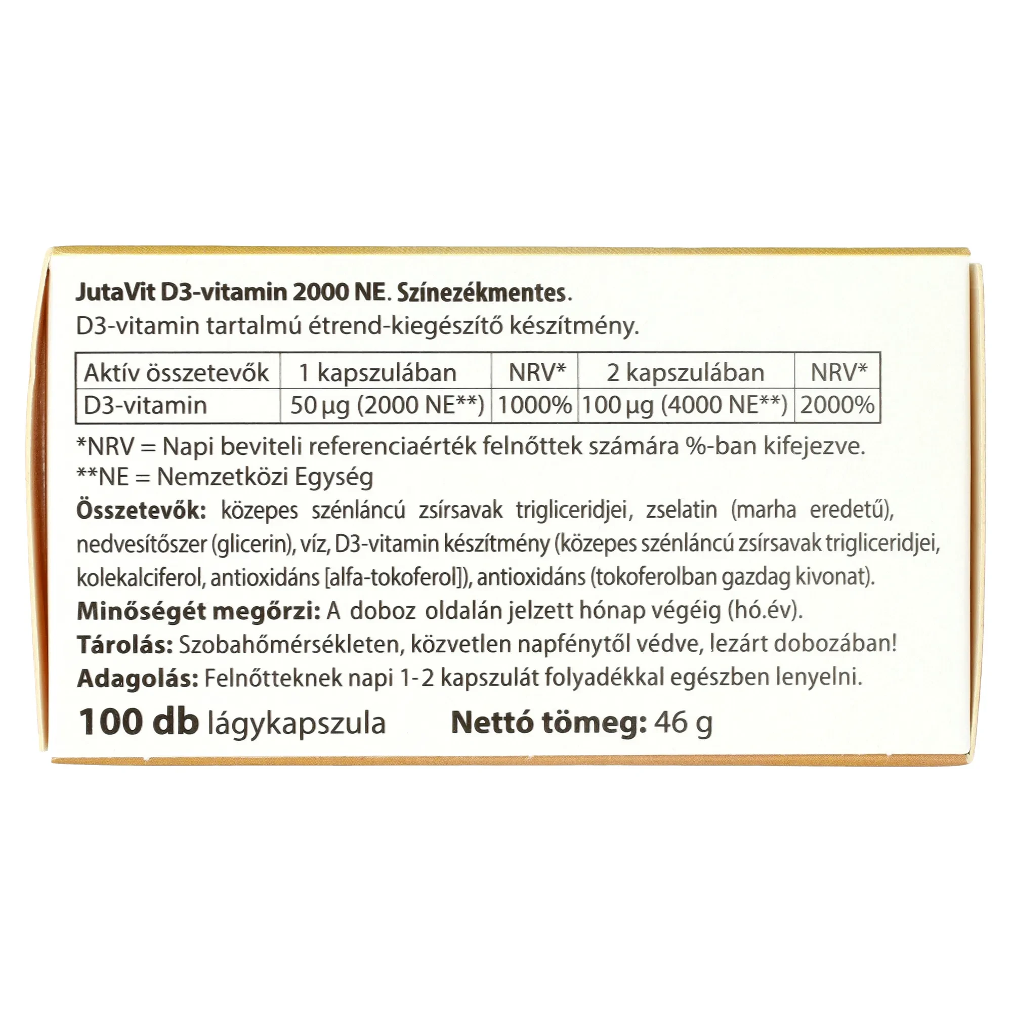 JutaVit D-vitamin 2000NE lágykapszula 100db