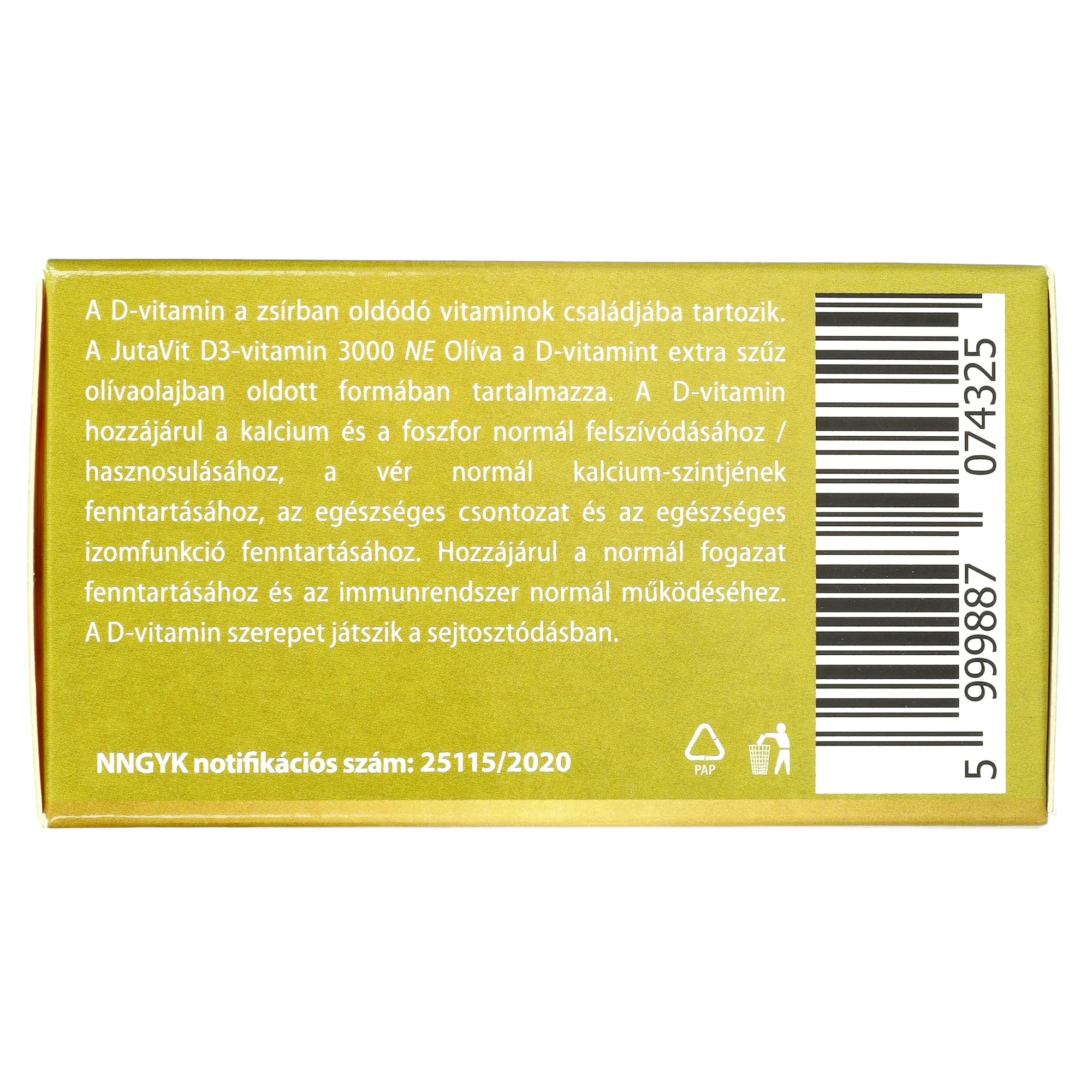 JutaVit D3-vitamin 3000 NE Oliva 100db