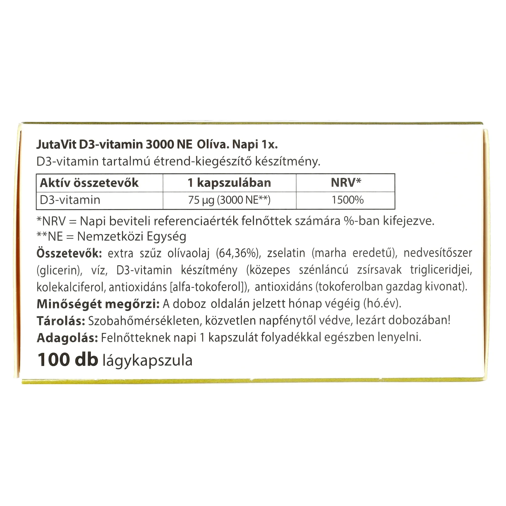JutaVit D3-vitamin 3000 NE Oliva 100db