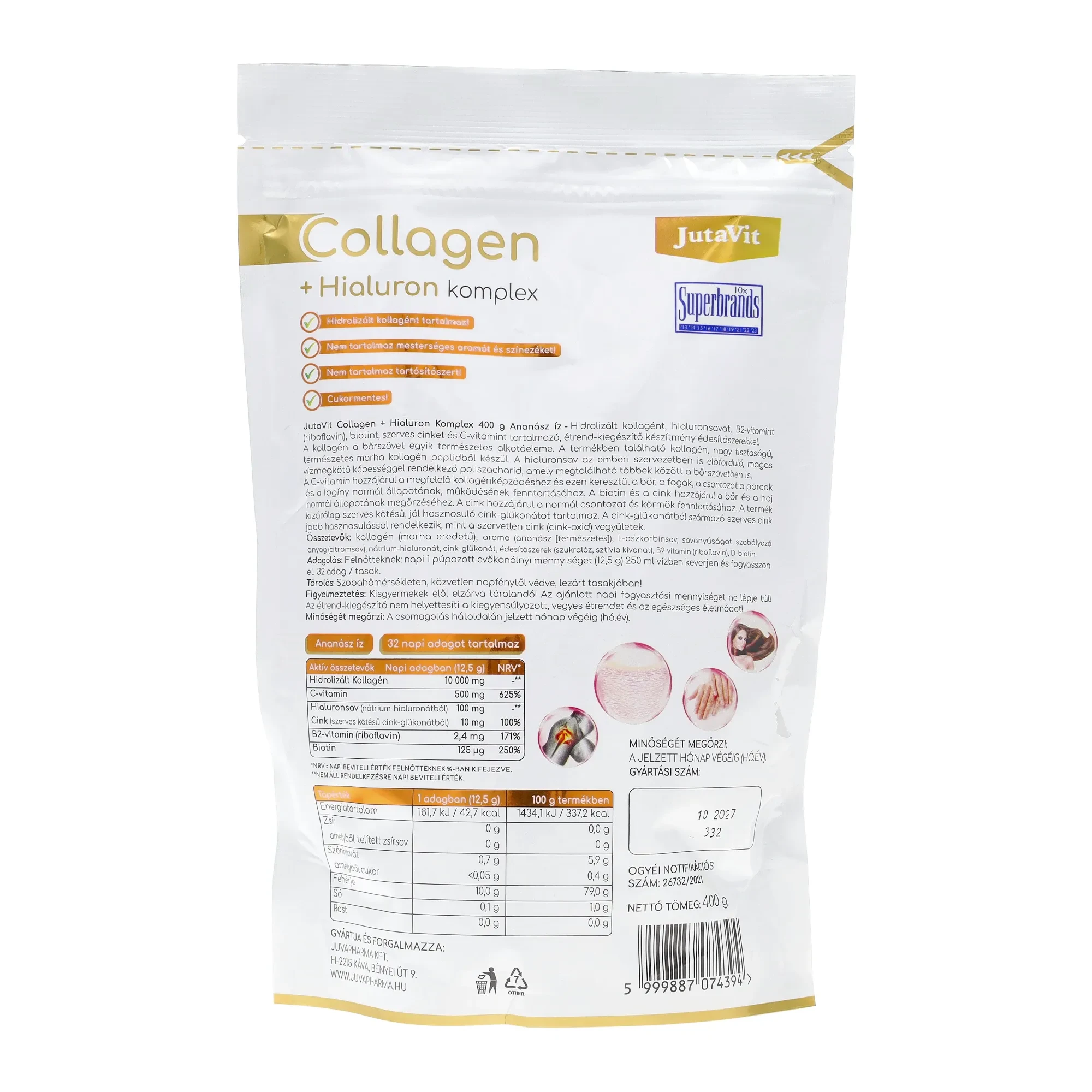 JutaVit Collagen Komplex italpor 400g ANANÁSZ ízben