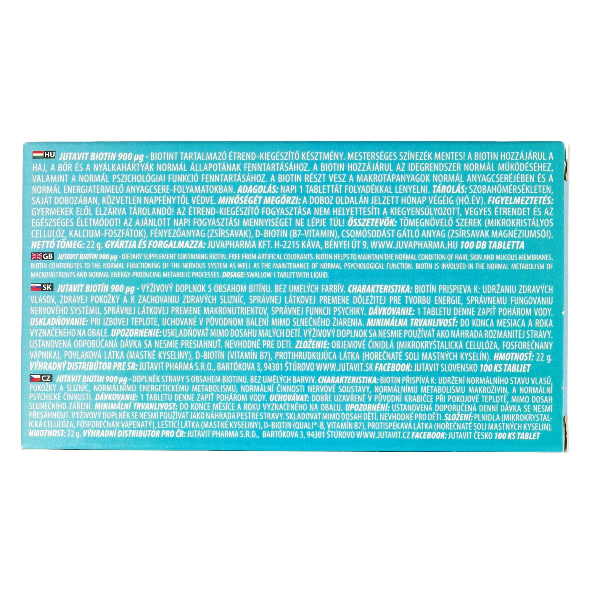 JutaVit Biotin - B7-vitamin tabletta 100db