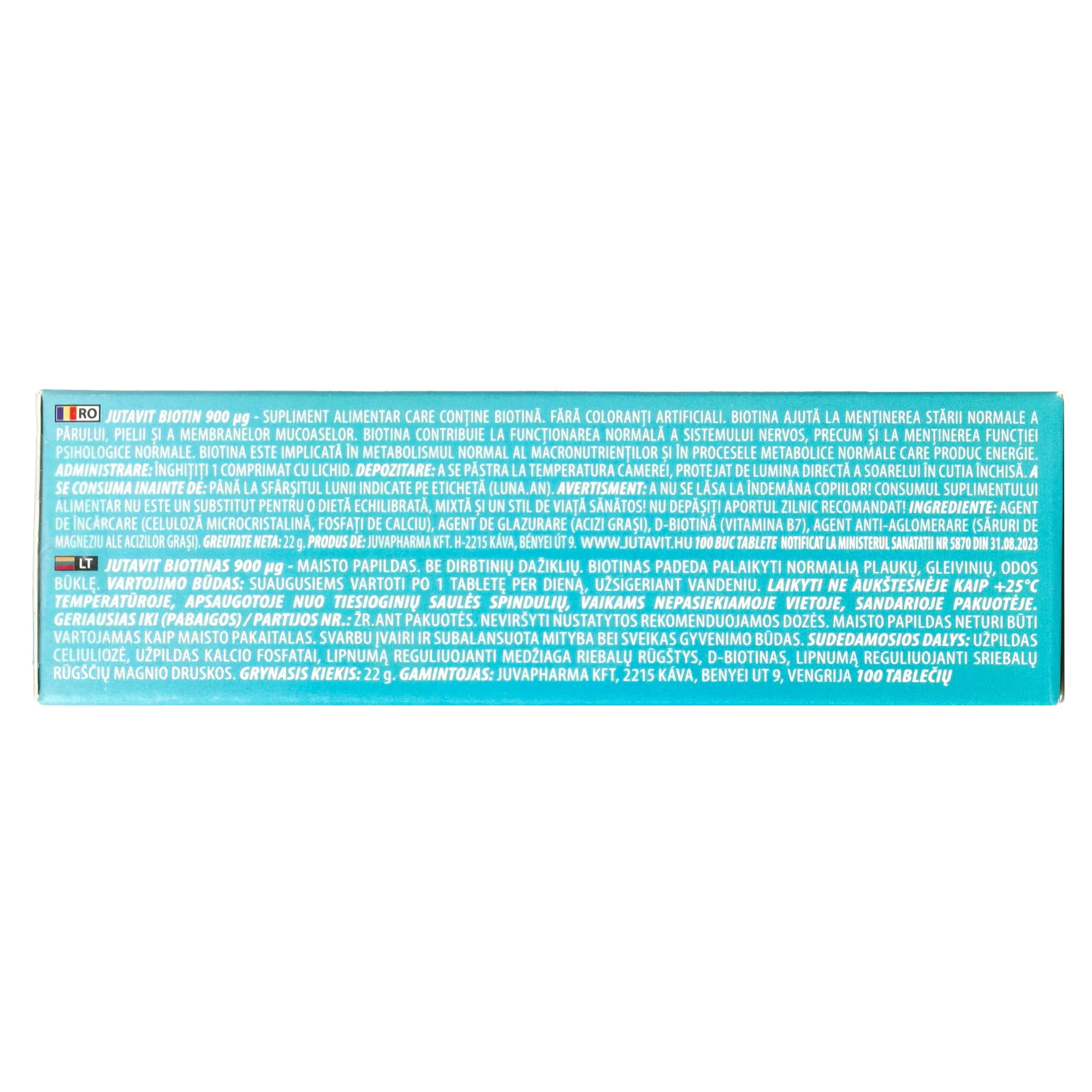 JutaVit Biotin - B7-vitamin tabletta 100db