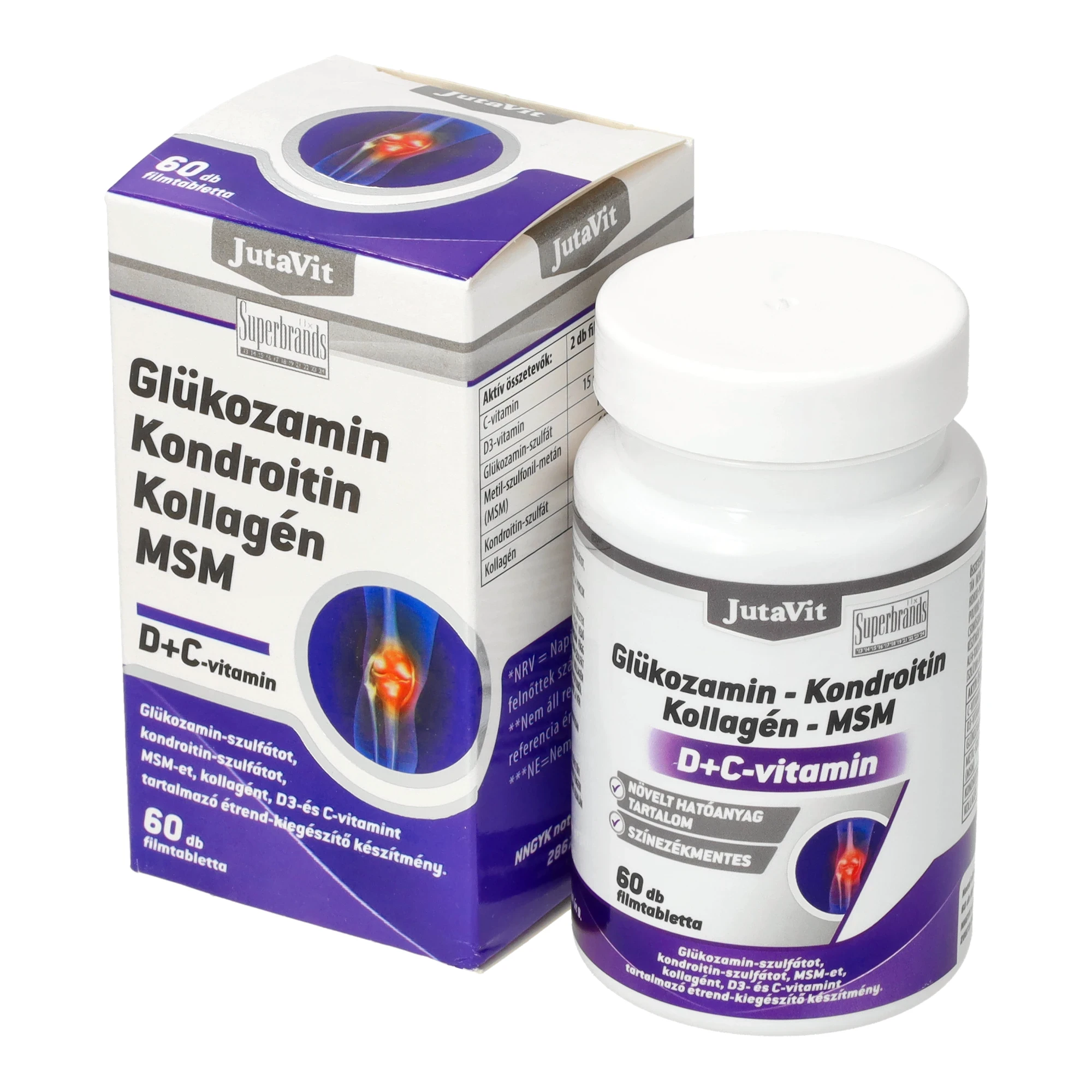 JutaVit Glükozamin+Kondroitin+MSM+Kolagén D+C vitamin tabletta 60db