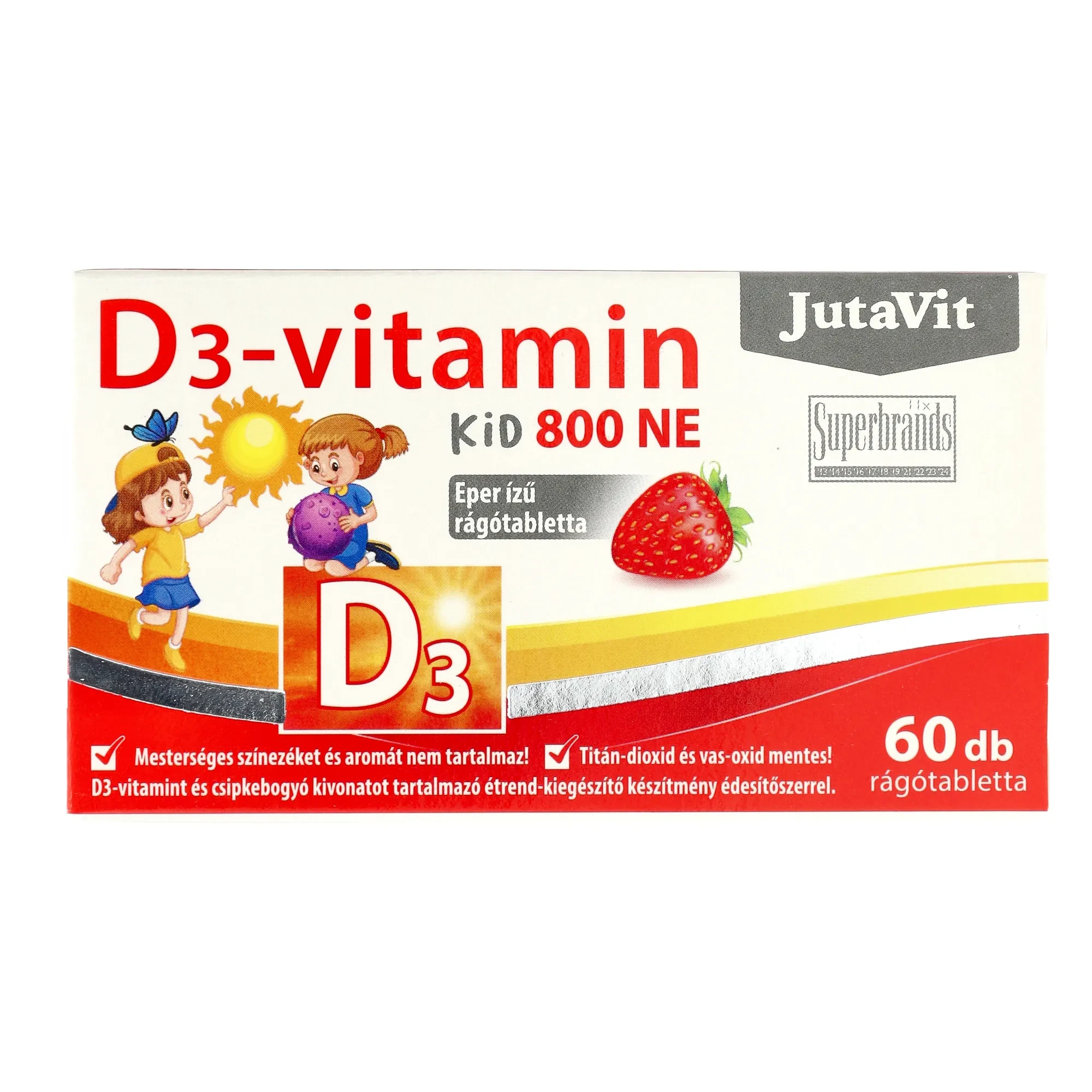 JutaVit D3-vitamin 800-NE KID eper ízű rágótabletta 60db