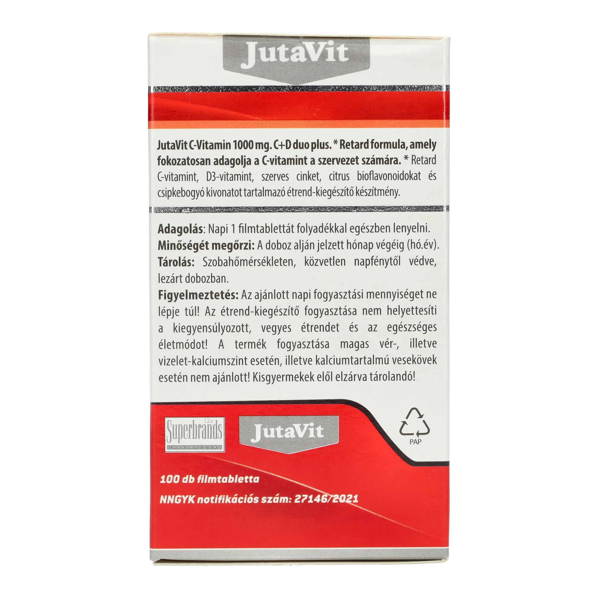 JutaVit C-vitamin 1000mg C+D DUO Plus 100db