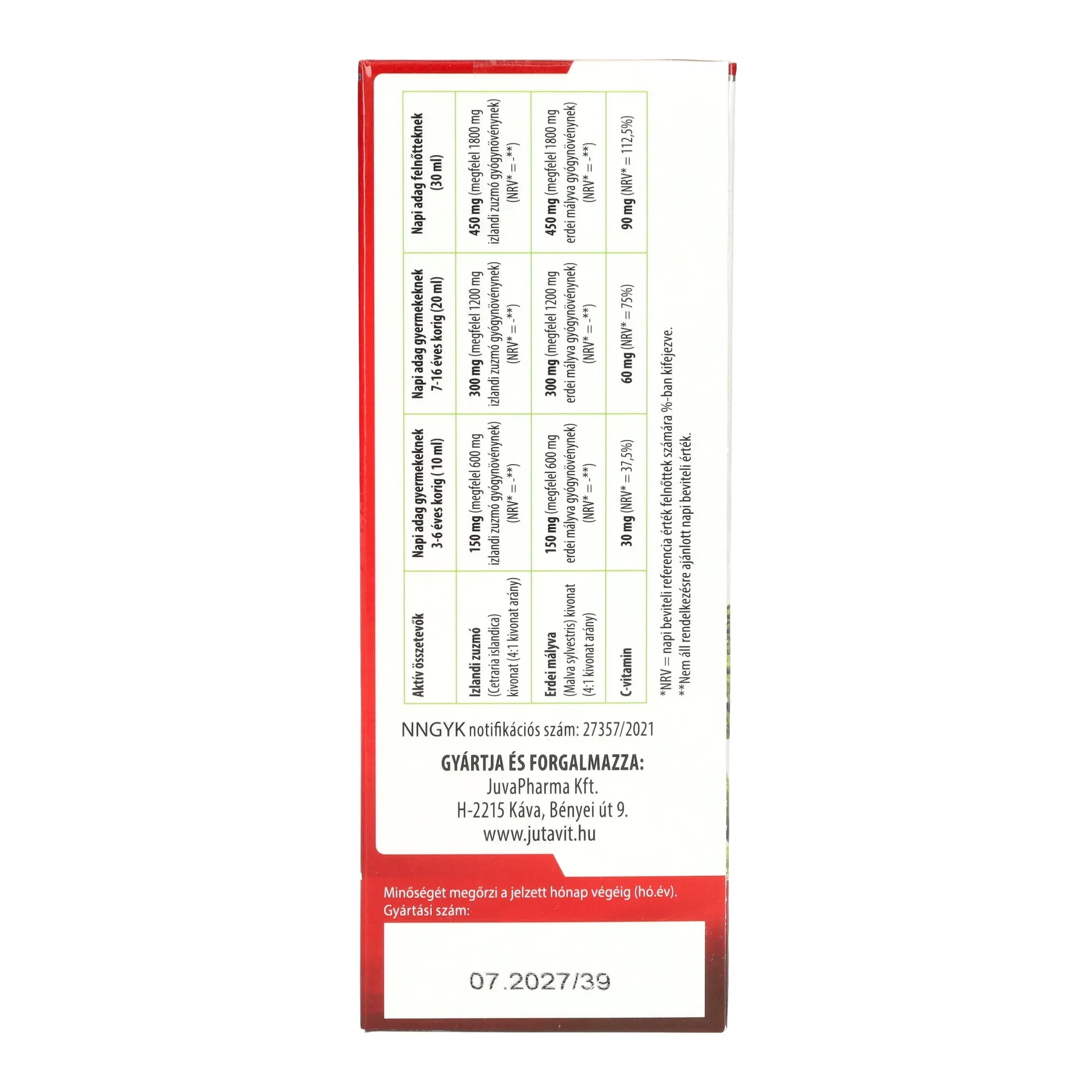 Jutavit Izlandi Zuzmó Szirup 150 ml