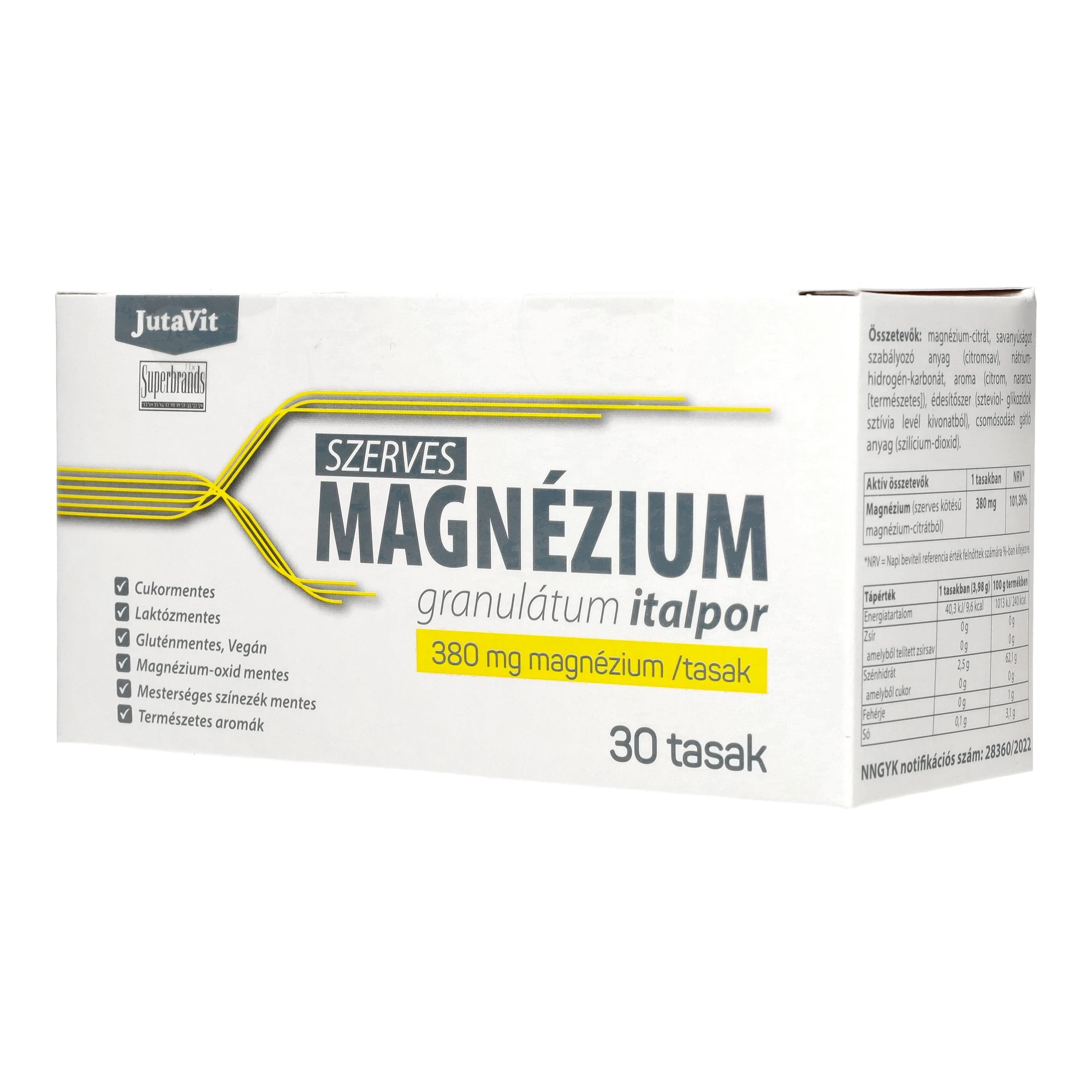 Jutavit Szerves Magnézium granulátum italpor 380 mg/ tasak 30 db