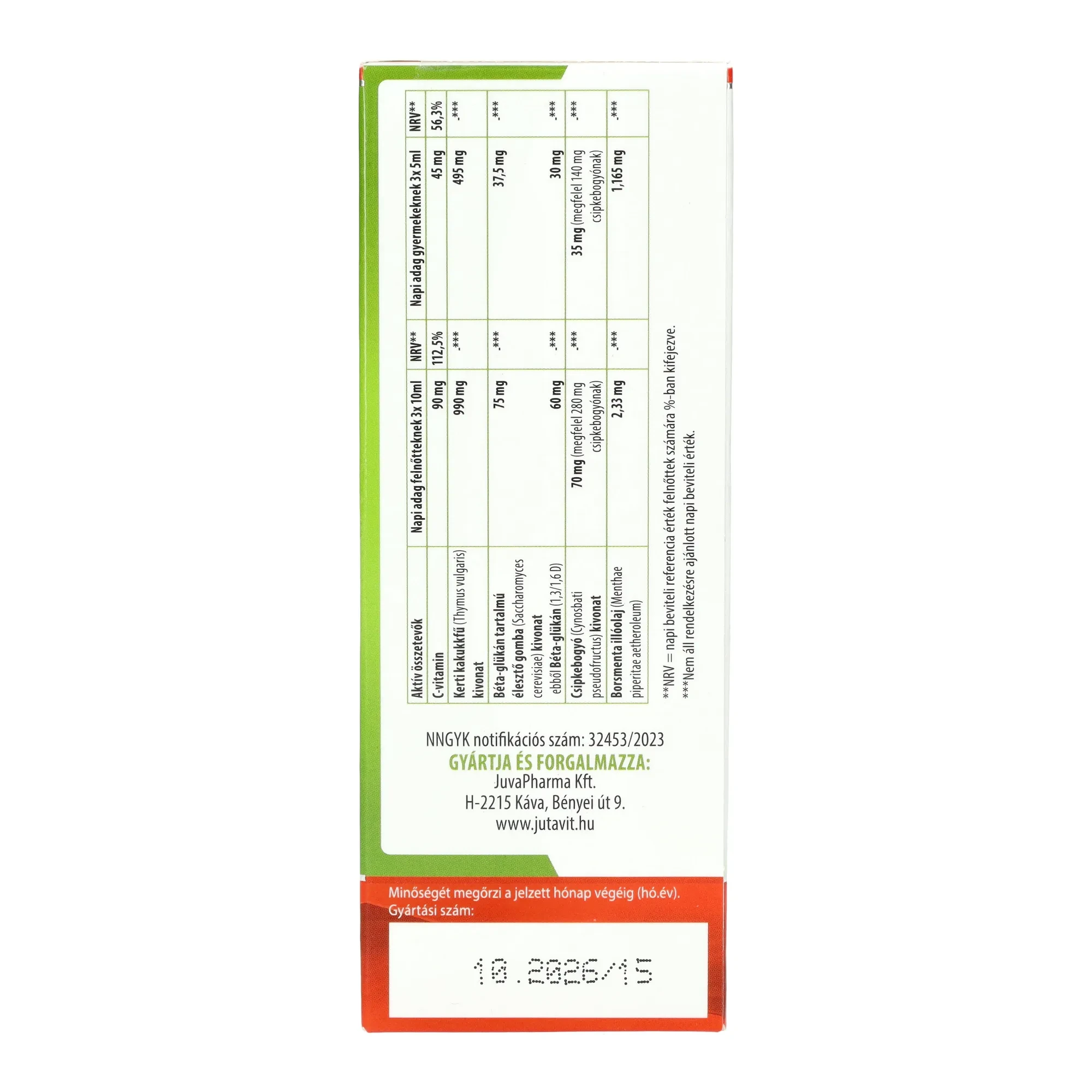 JutaVit Kakukkfű szirup cukormentes 150ml