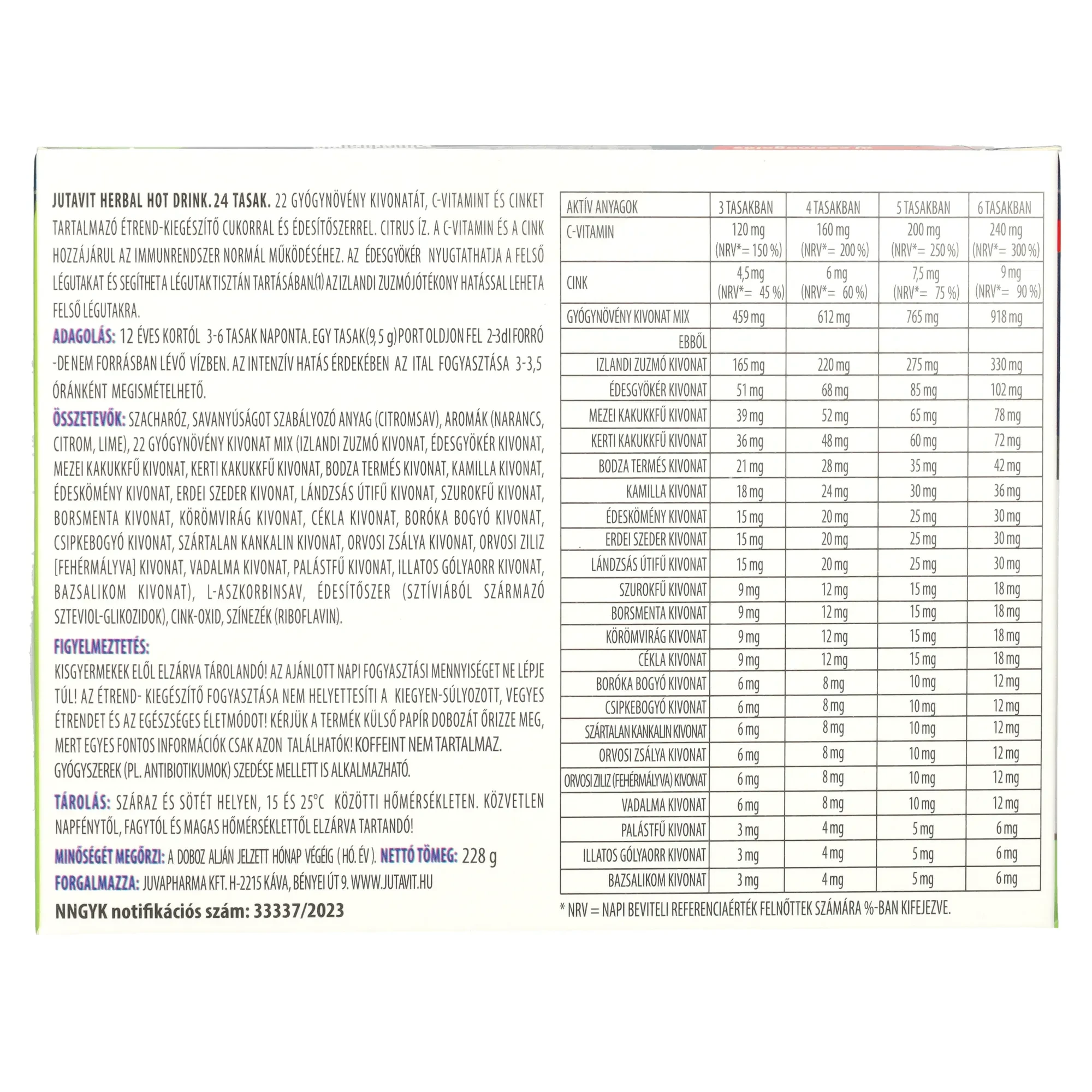 JutaVit Herbal Hot Drink Felnőtt 24db
