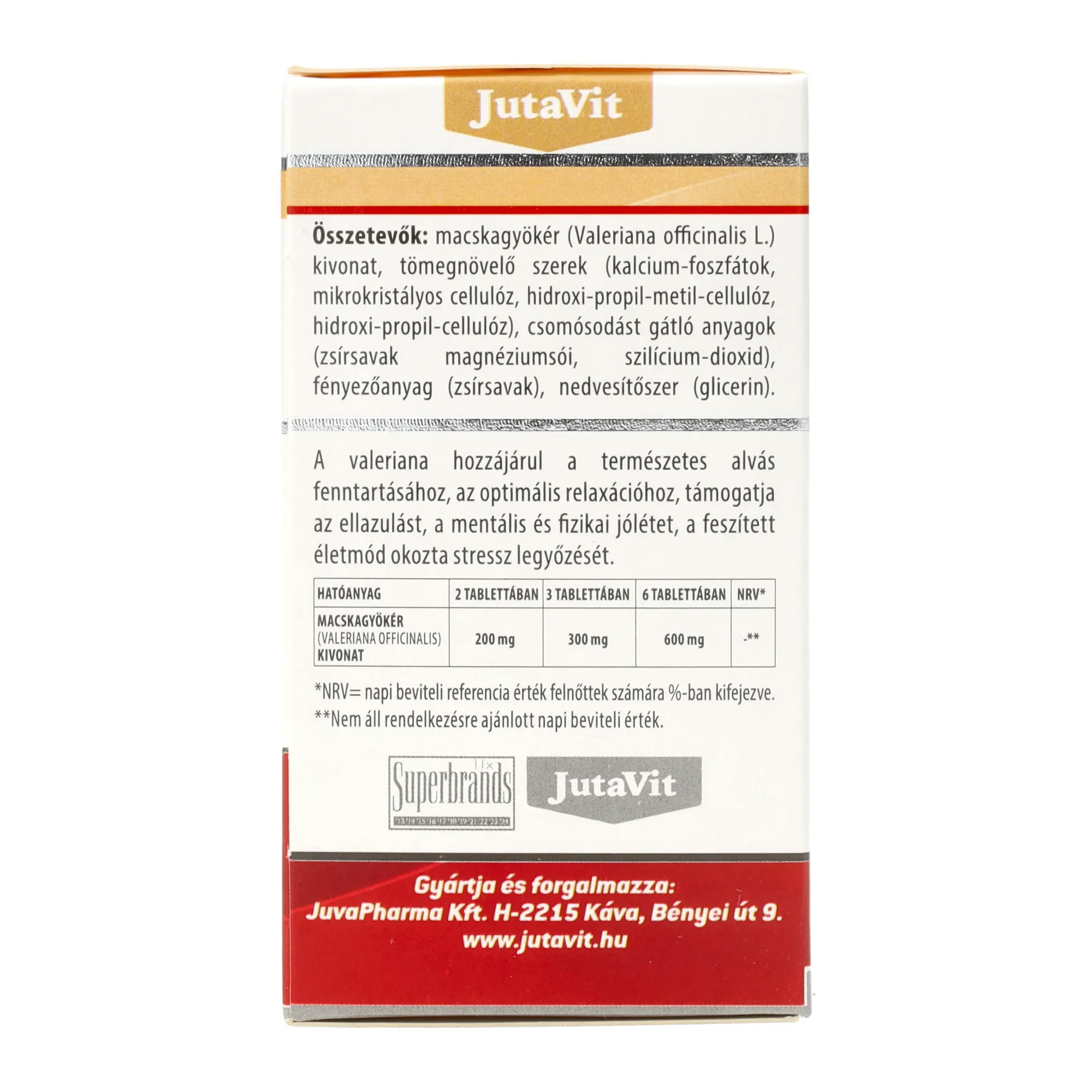 JutaVit Valeriana 100mg tabletta 50+10 db