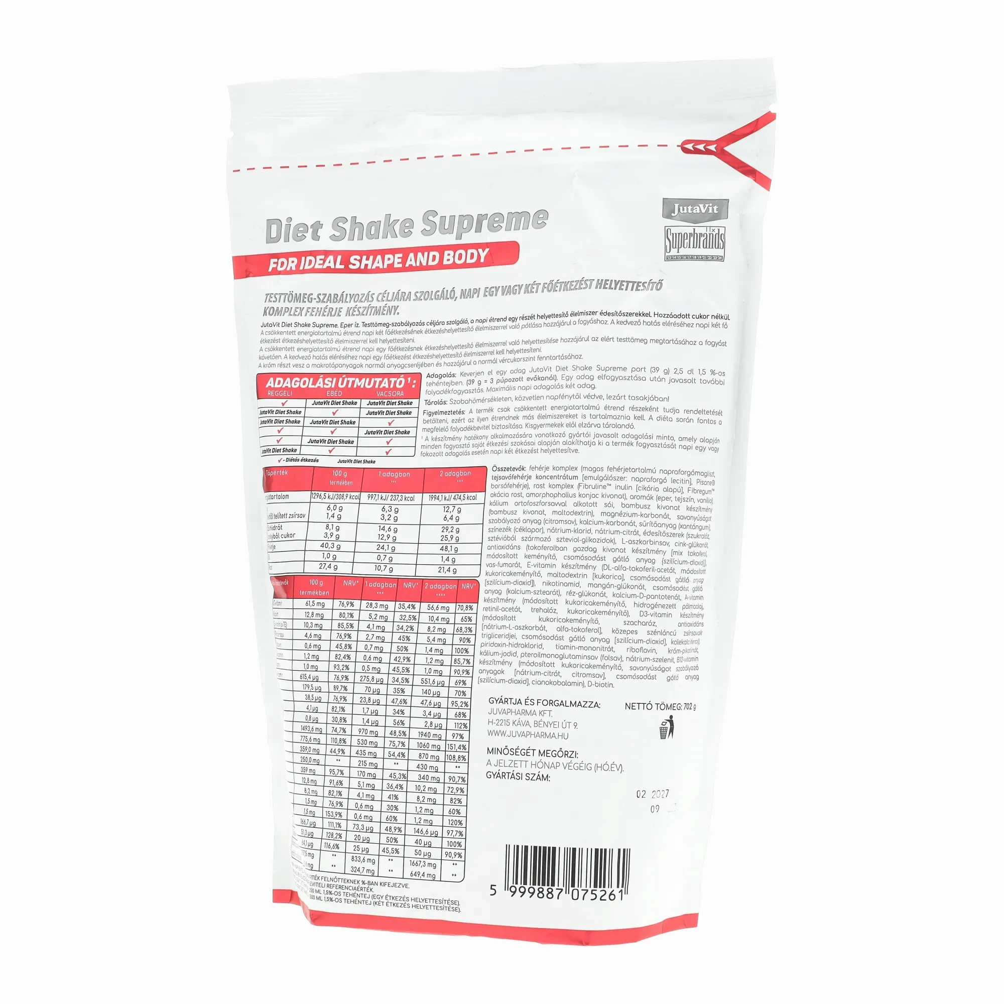 JutaVit Diet Shake Supreme Eper íz 702 g