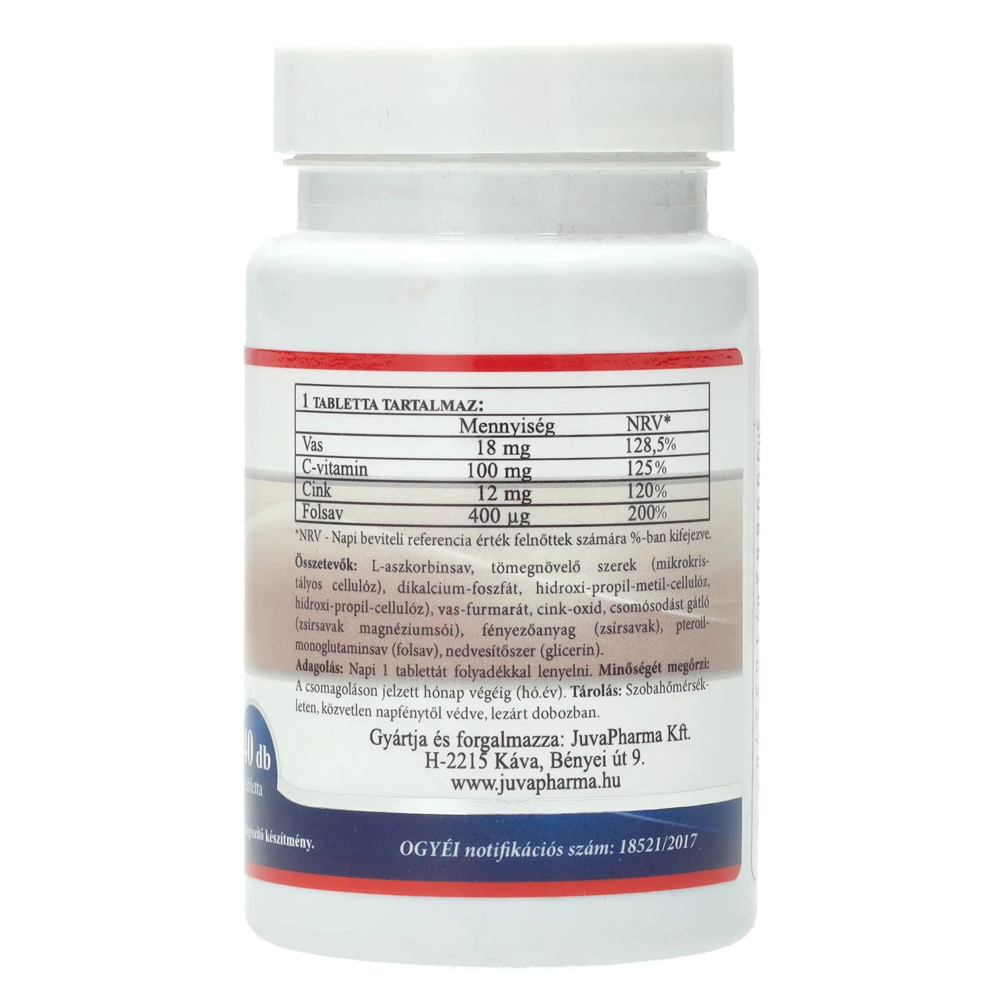 JutaVit Vas komplex forte tabletta 40db 18mg
