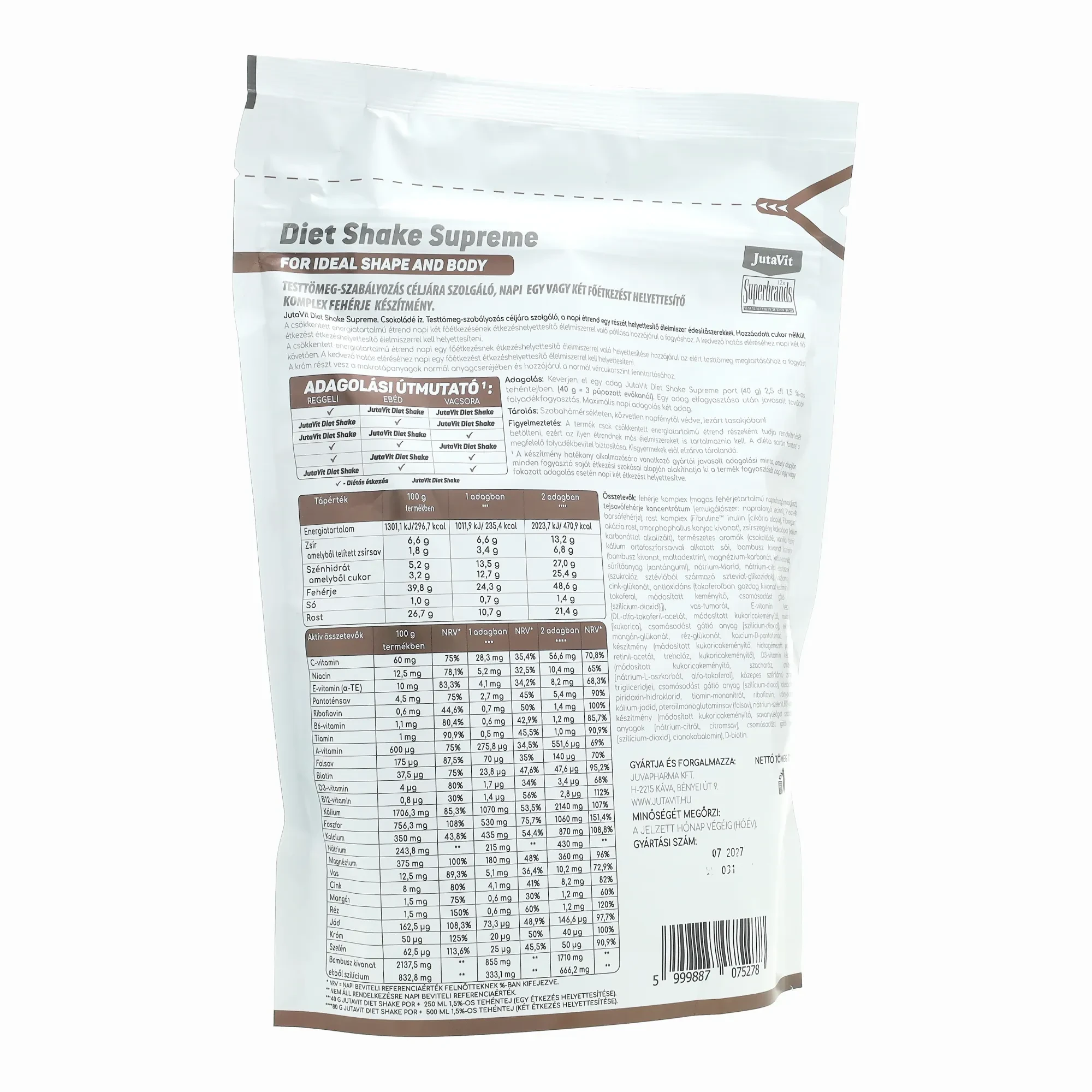 JutaVit Diet Shake Supreme Csokoládé íz 720 g