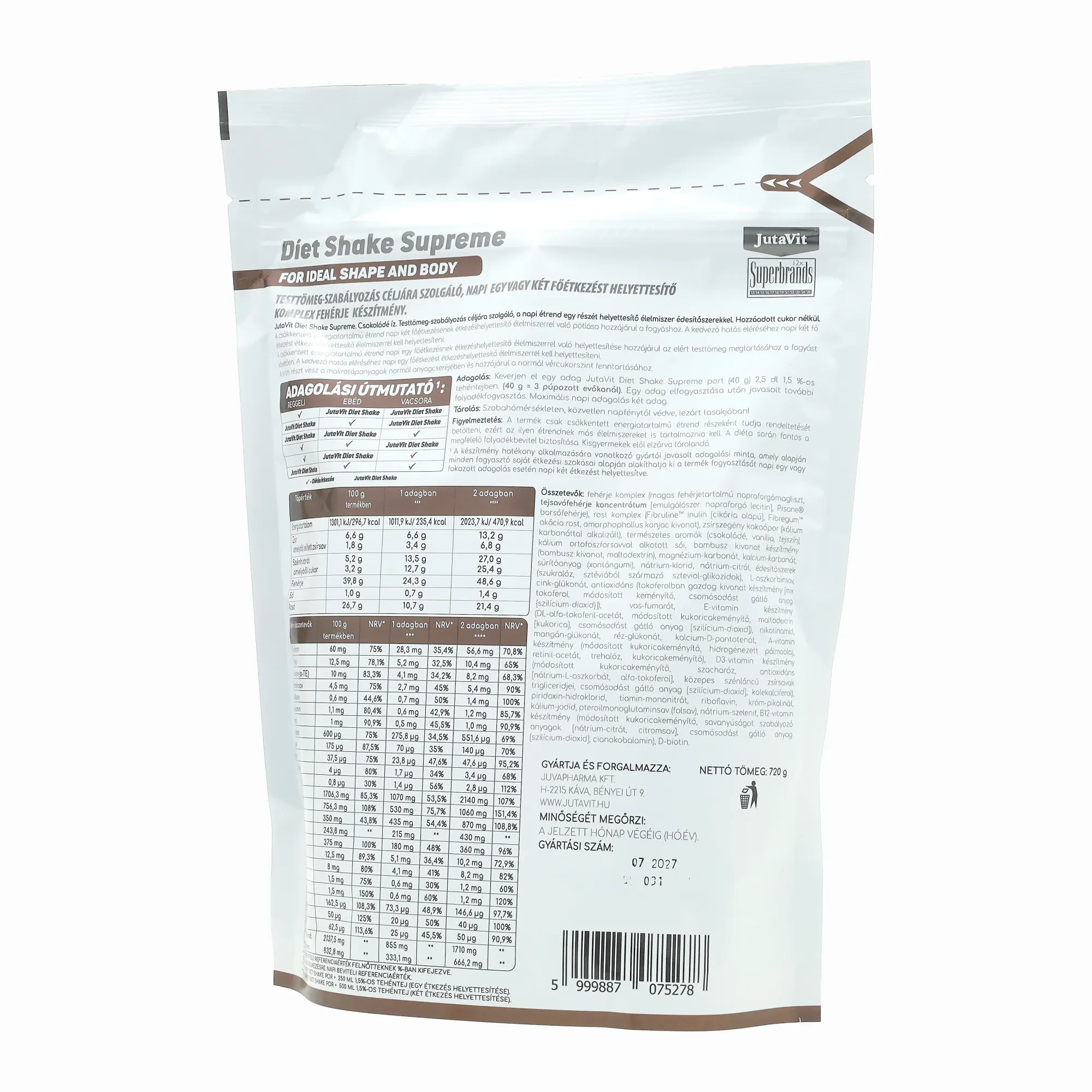 JutaVit Diet Shake Supreme Csokoládé íz 720 g