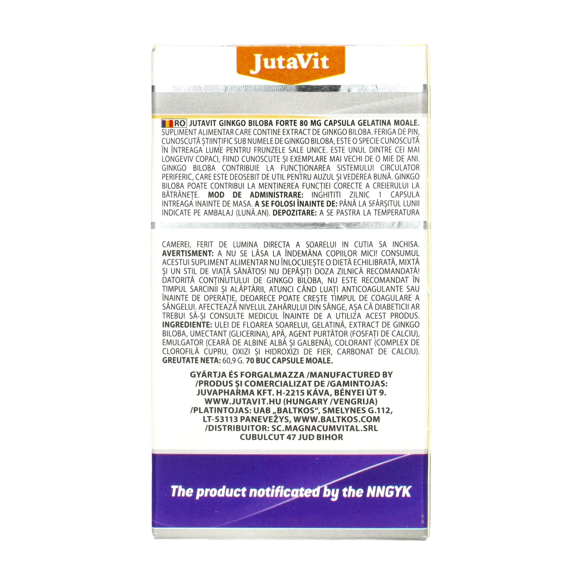 JutaVit Ginkgo Biloba fore kapszula 70db