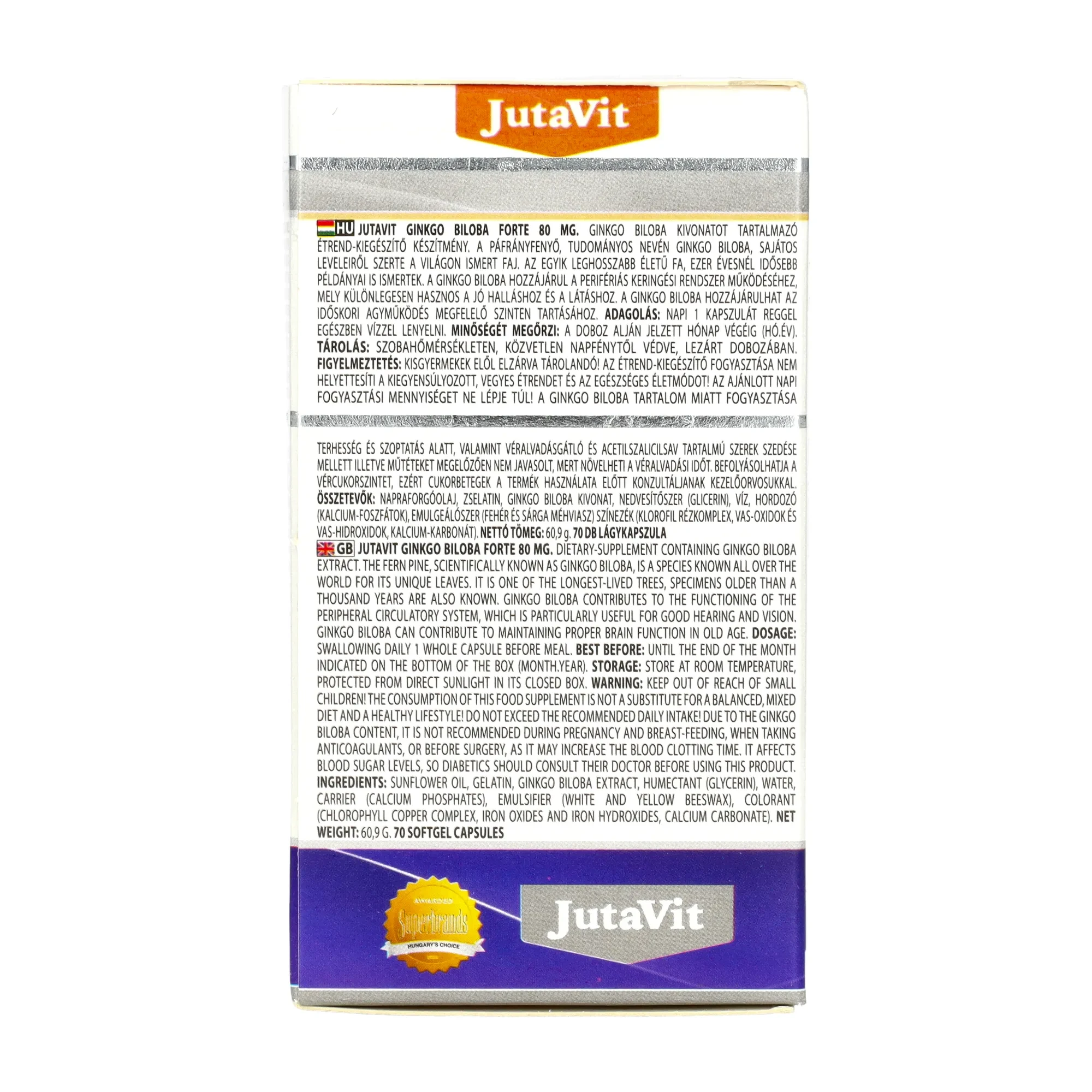 JutaVit Ginkgo Biloba fore kapszula 70db