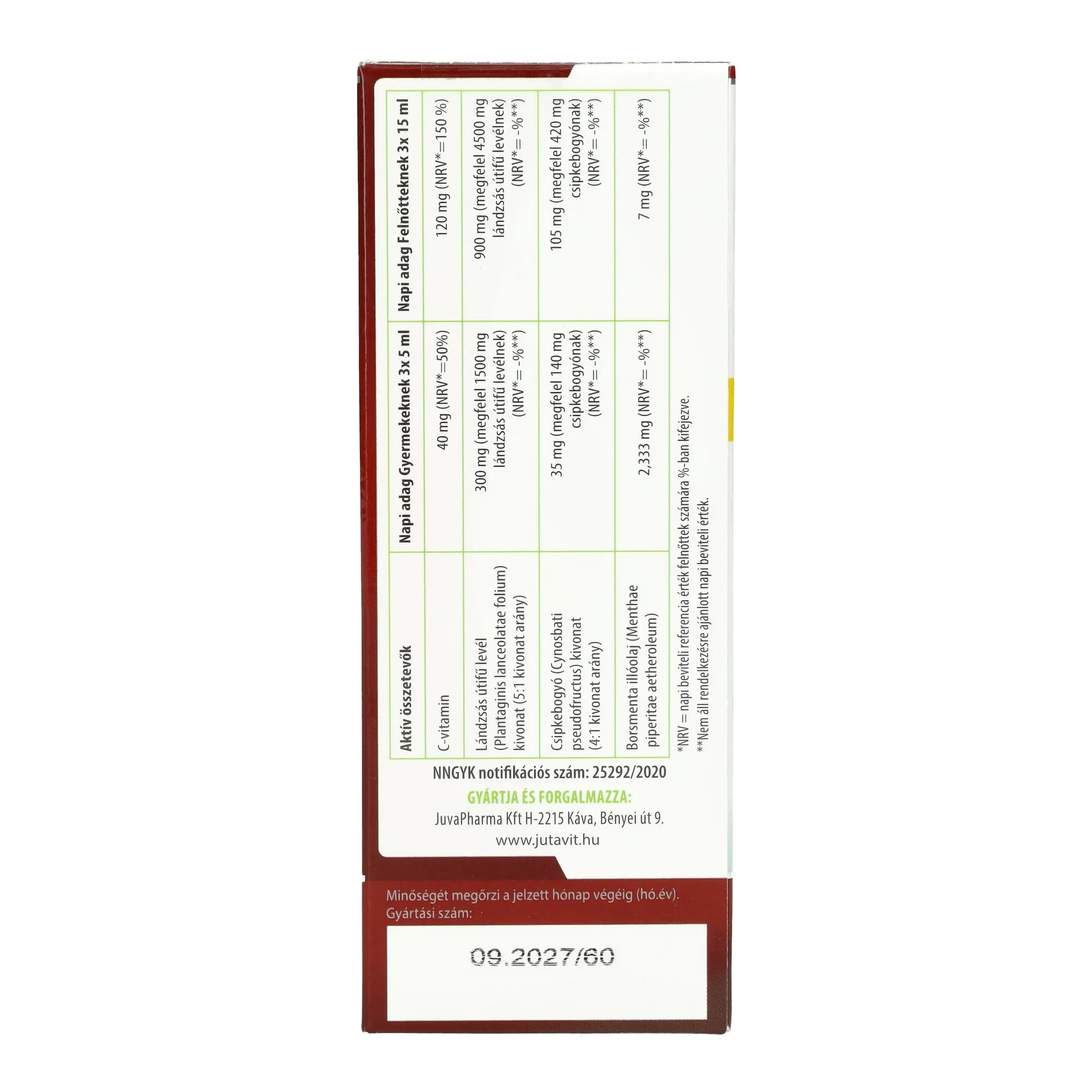 Jutavit Lándzsás útifű szirup 150ml