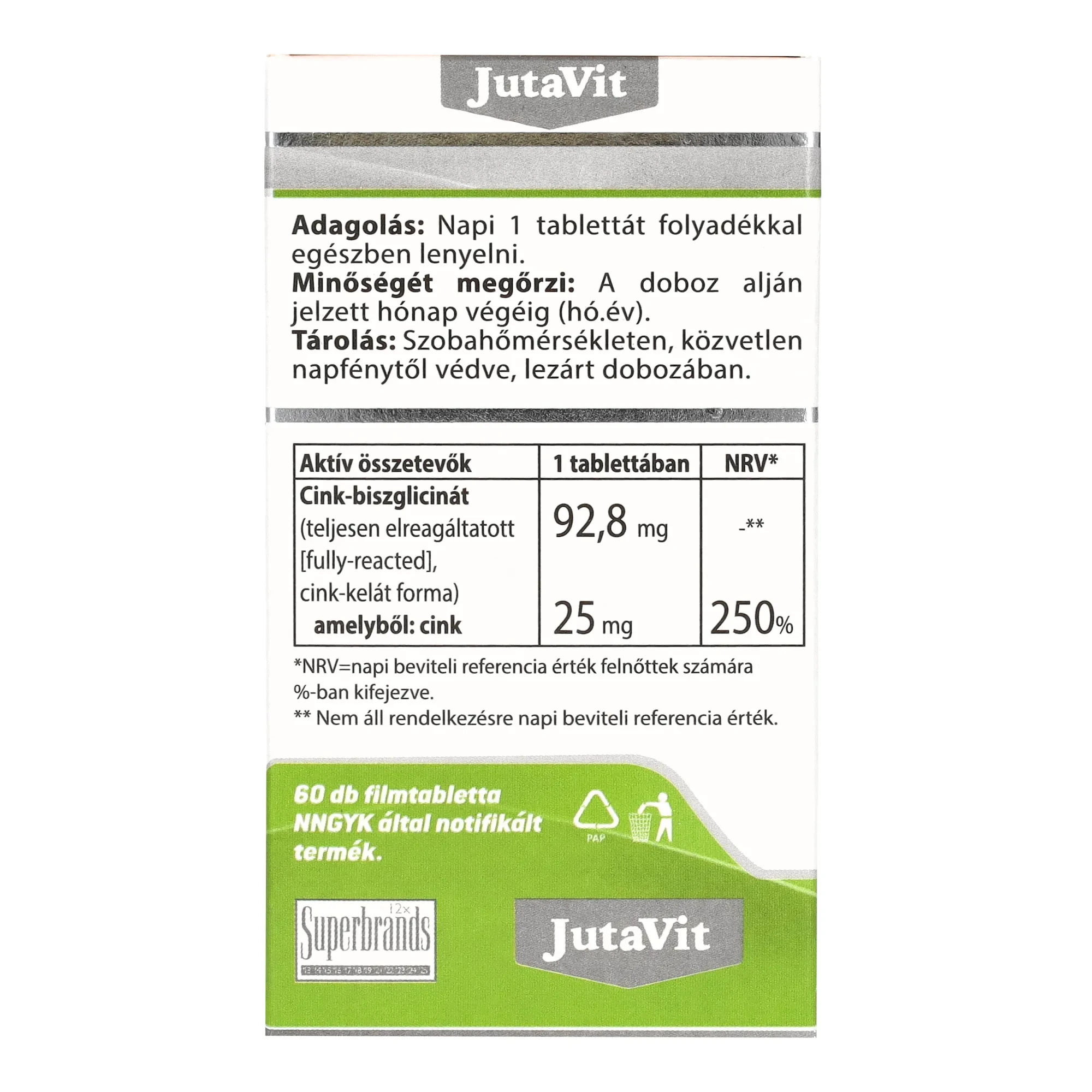 Jutavit Cink Biszglicinát 60 db kapszula