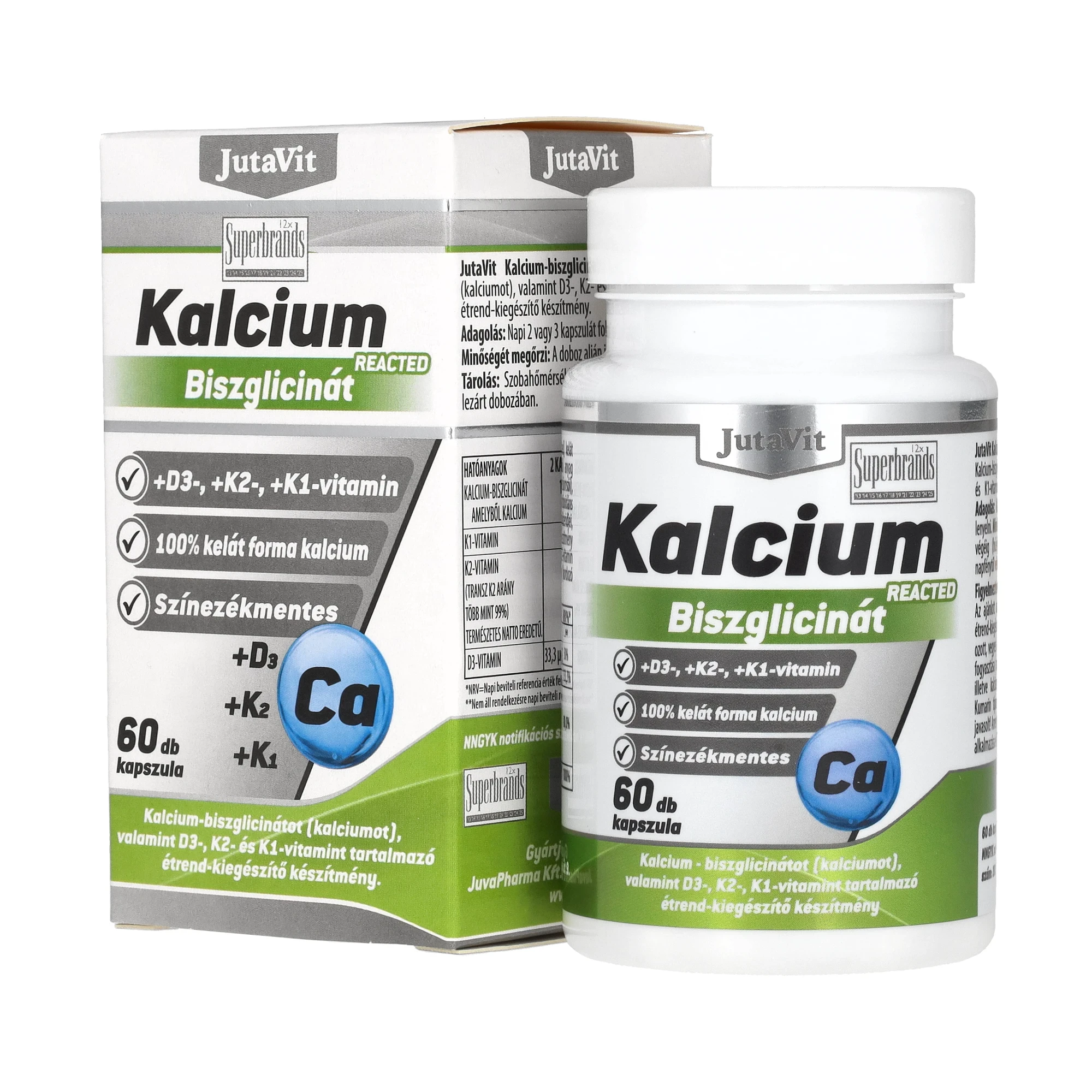 Jutavit Kálcium Biszglicinát + D3 + K2 + K1 vitamin 60 db kapszula