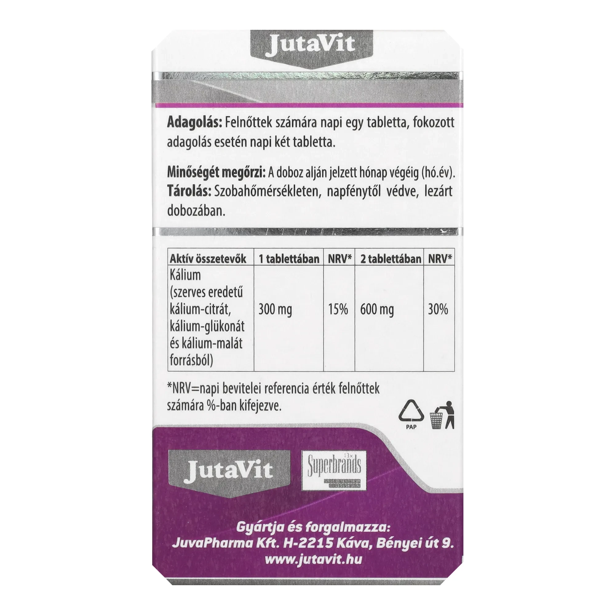 Jutavit Kálium Komplex 60 db Filmtabletta