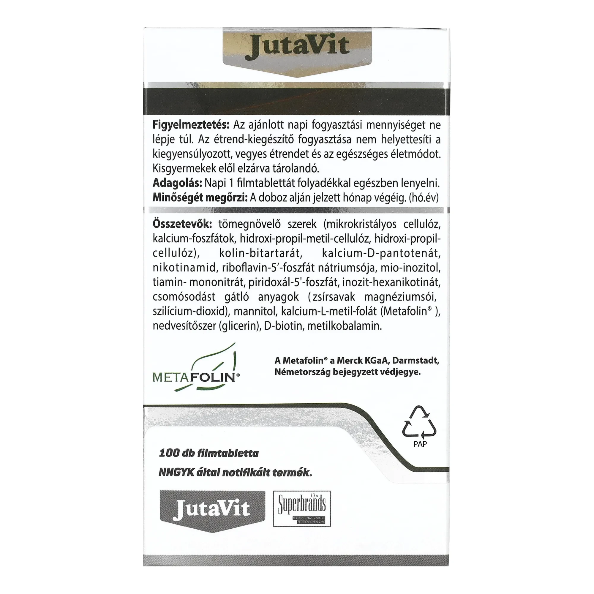 Jutavit B Komplex Forte 100 db Filmtabletta