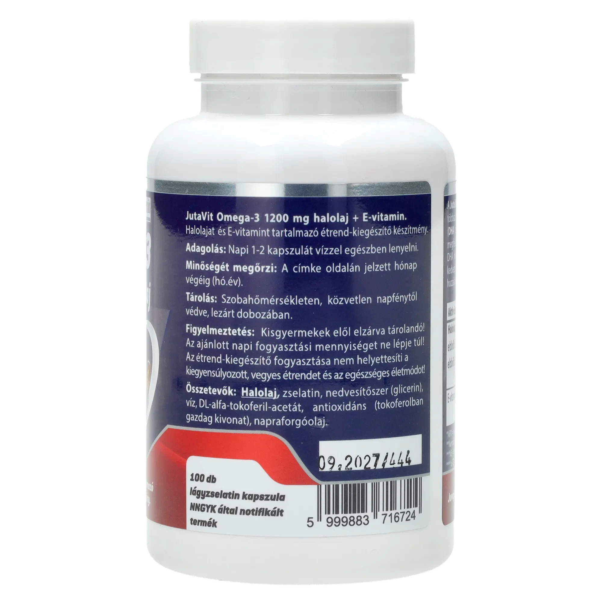 JutaVit Omega-3 halolaj kapszula 1200mg + E vitamin 100db