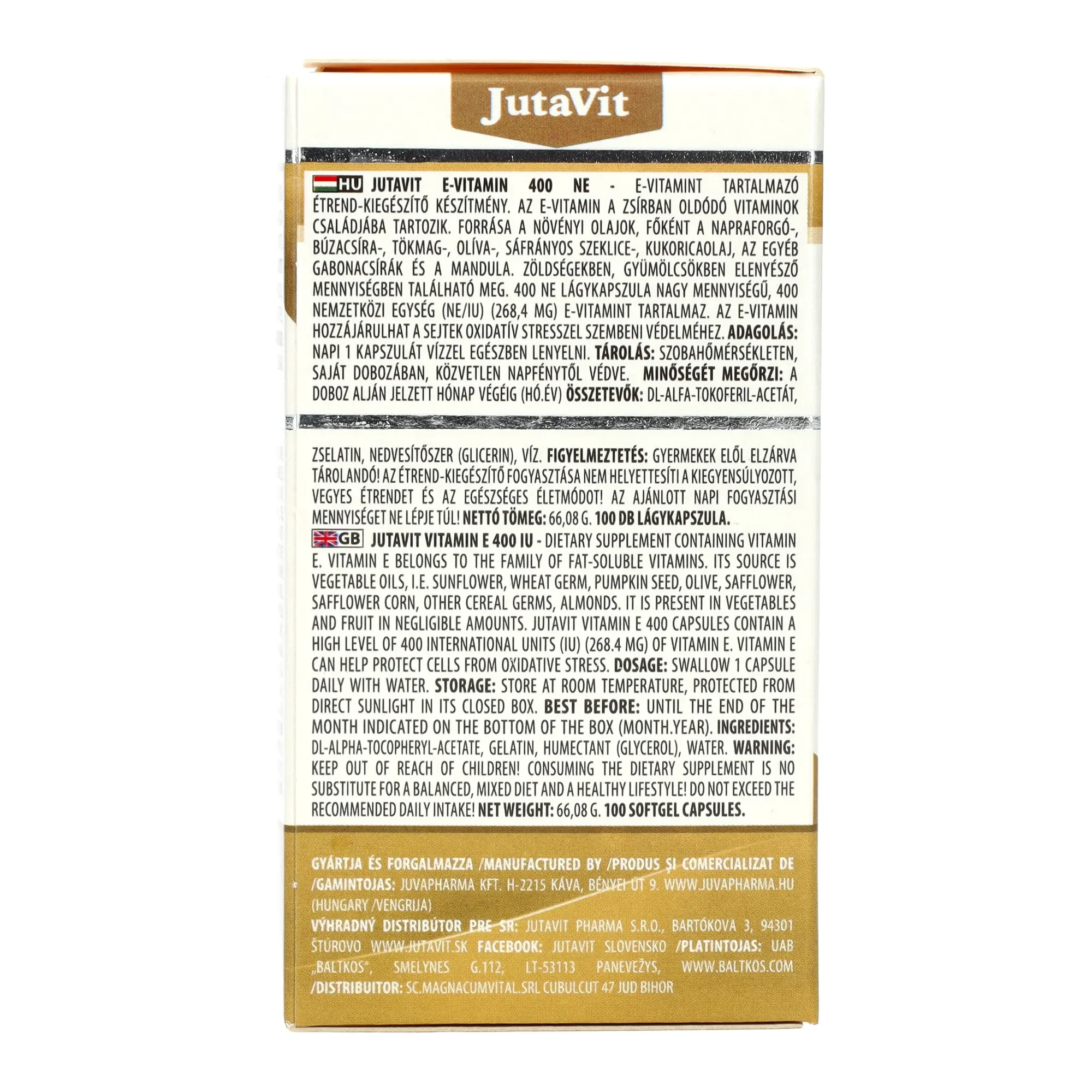 Jutavit E-vitamin 400 IU 100 db Lágykapszula