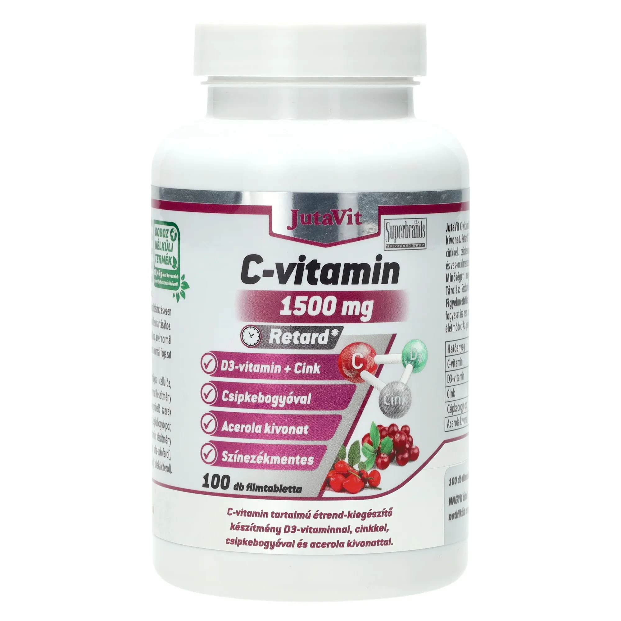 JutaVit C-vitamin 1500mg + csipkeb.+acerola kivonat+D3 100db