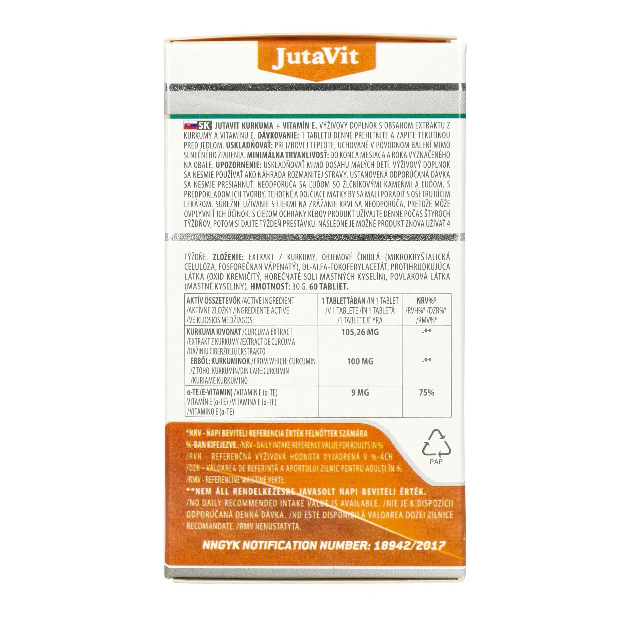 Jutavit Kurkuma Extraktum + E-vitamin 60 db Tabletta