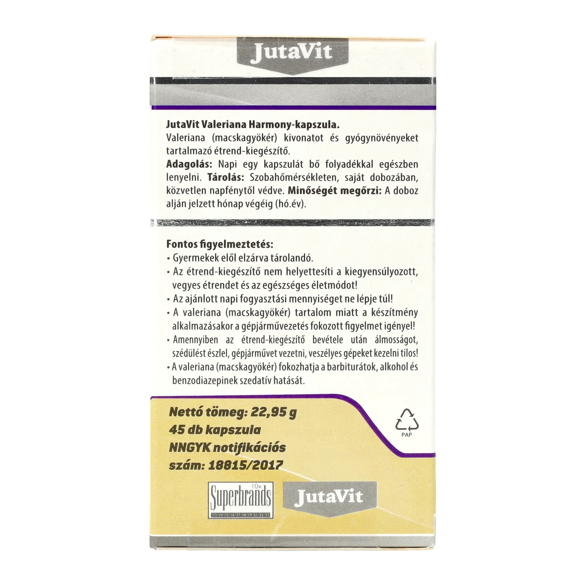 JutaVit Valeriana harmony kapszula 45db