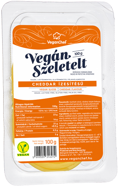 VeganChef Vegán Szeletelt Cheddar Ízesítésű 100 g