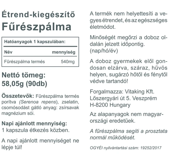 VK Saw Palmetto Fűrészpálma 90db 540mg