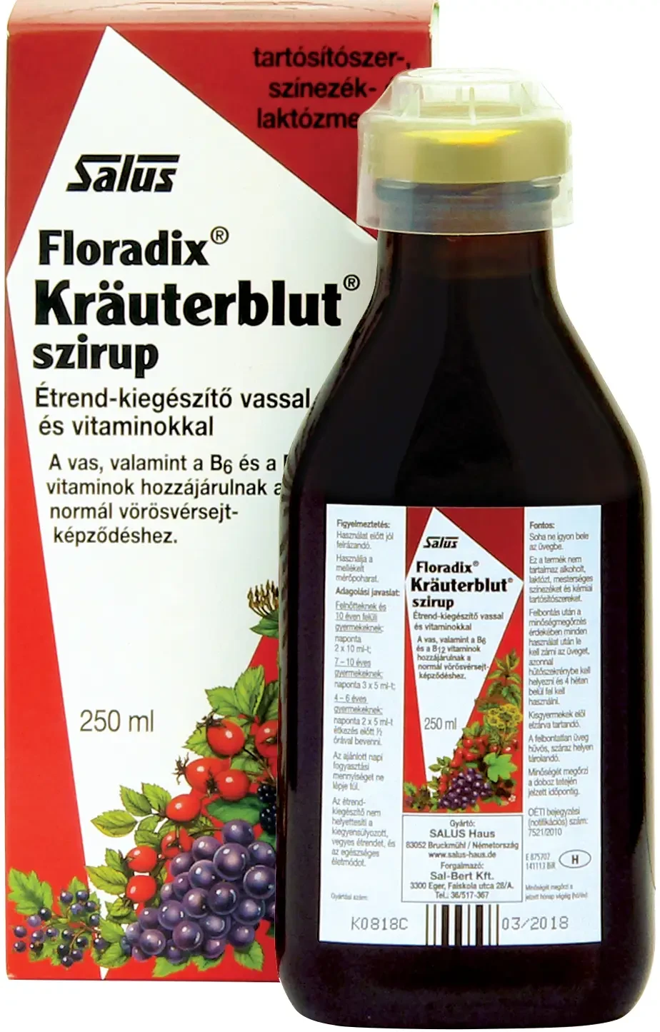 Floradix Krauterblut szirup vassal és vitaminokkal 250 ml