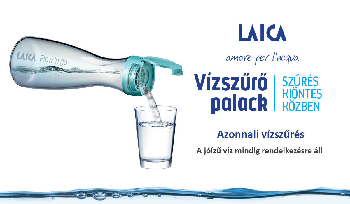 Laica Flow 'n go 1 literes instant vízszűrő palack 1 db FAST DISK szűrőbetéttel
