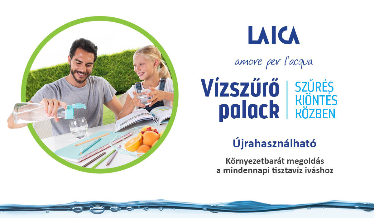 Laica Flow 'n go 1 literes instant vízszűrő palack 1 db FAST DISK szűrőbetéttel