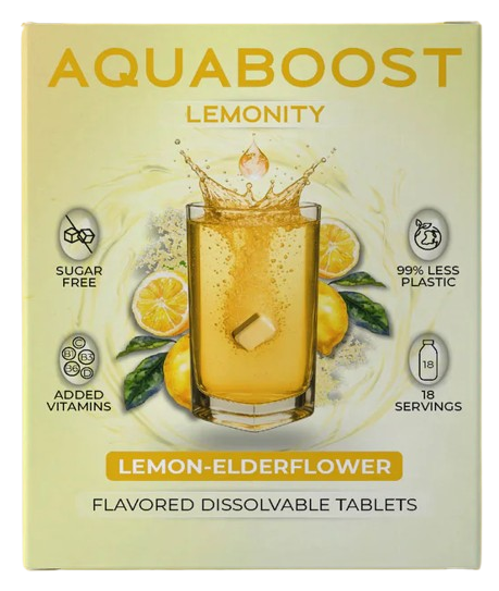 Aquaboost Lemonity Citrom-Bodza ízű pezsgőtabletta 18db 40g