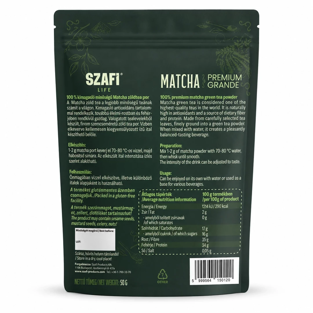 Szafi Life Matcha Premium Grade 50g (gluténmentes)