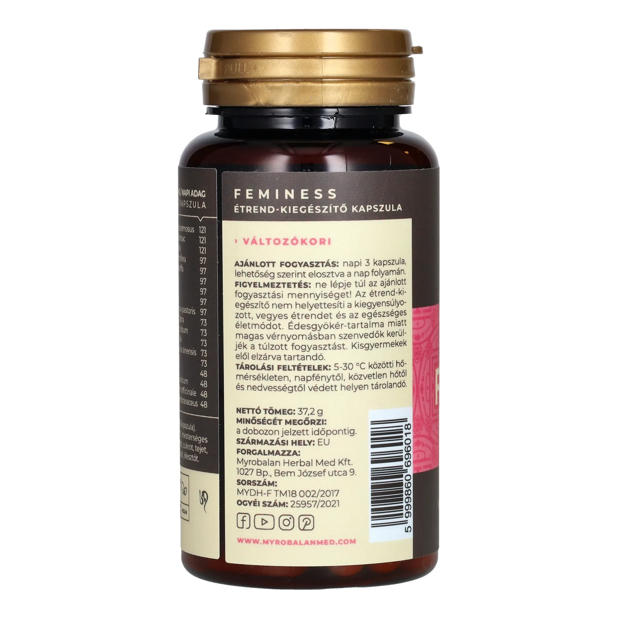 Myrobalan Feminess könnyed változókor gyógynövény-komplex 60db