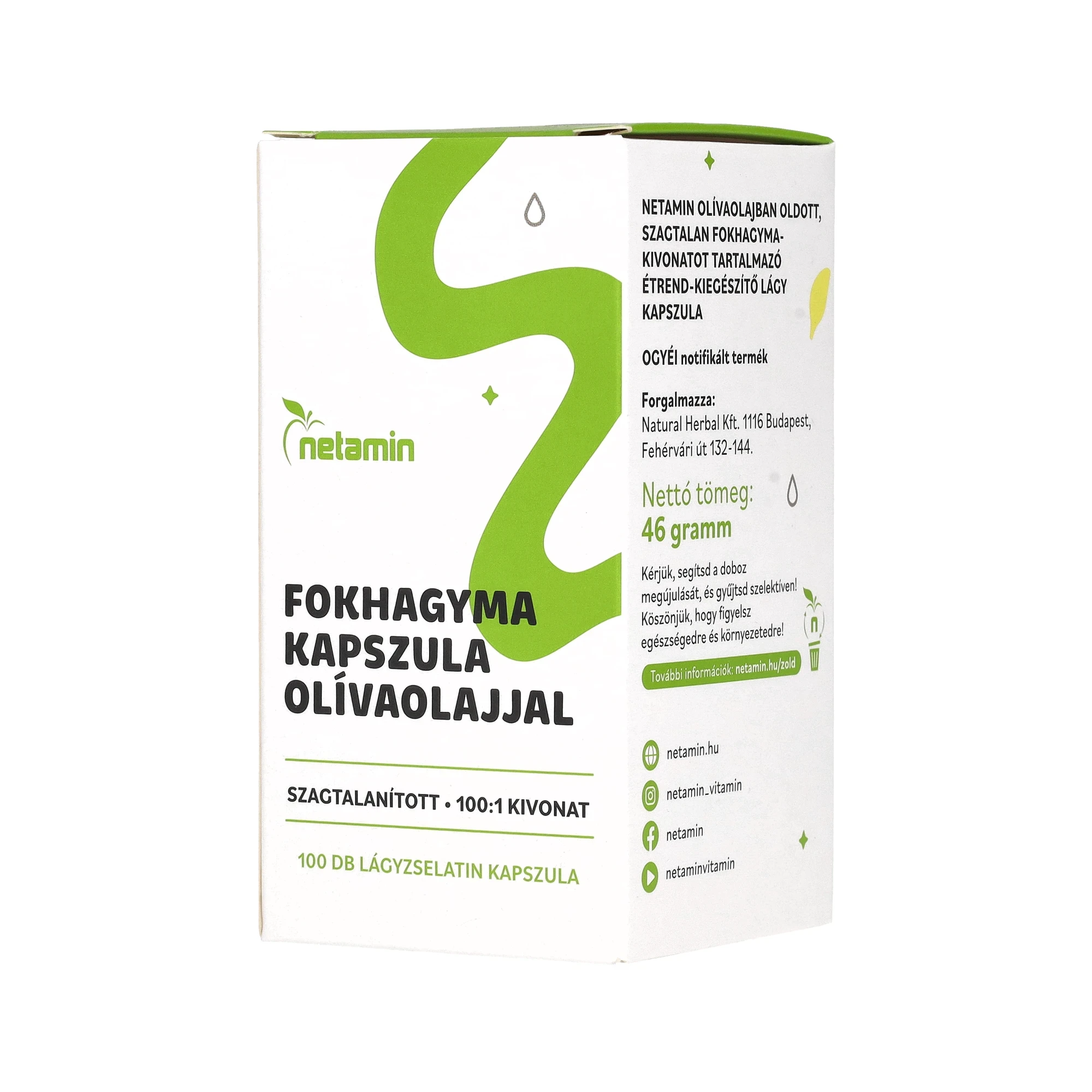 Netamin Fokhagyma Kapszula Olivaolajjal 100 db