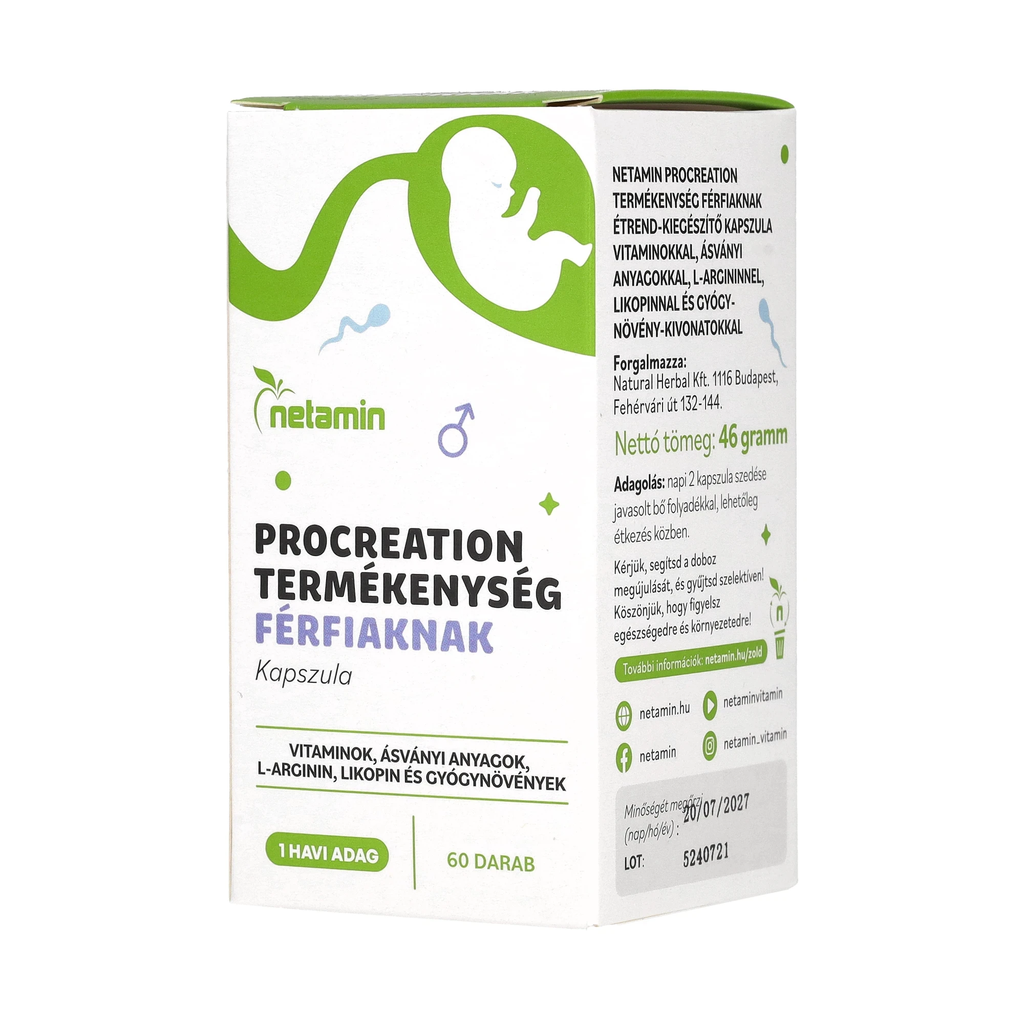 Netamin ProCreation Termékenység Férfiaknak kapszula 60 db