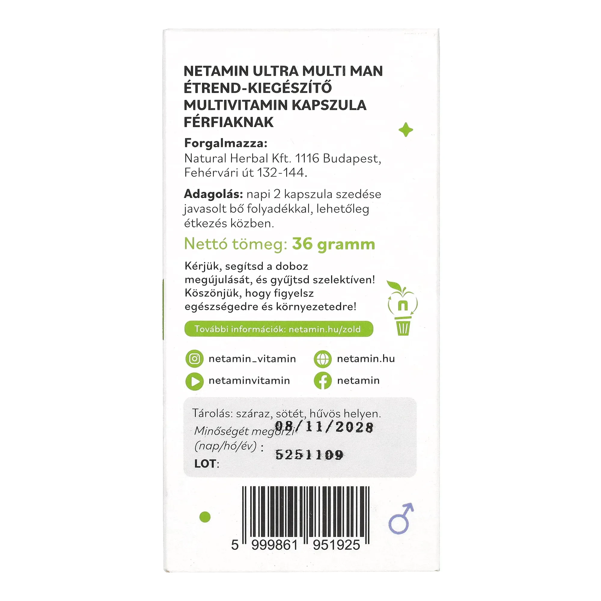 Netamin Ultra Multi Man Multivitamin kapszula férfiaknak 60 db